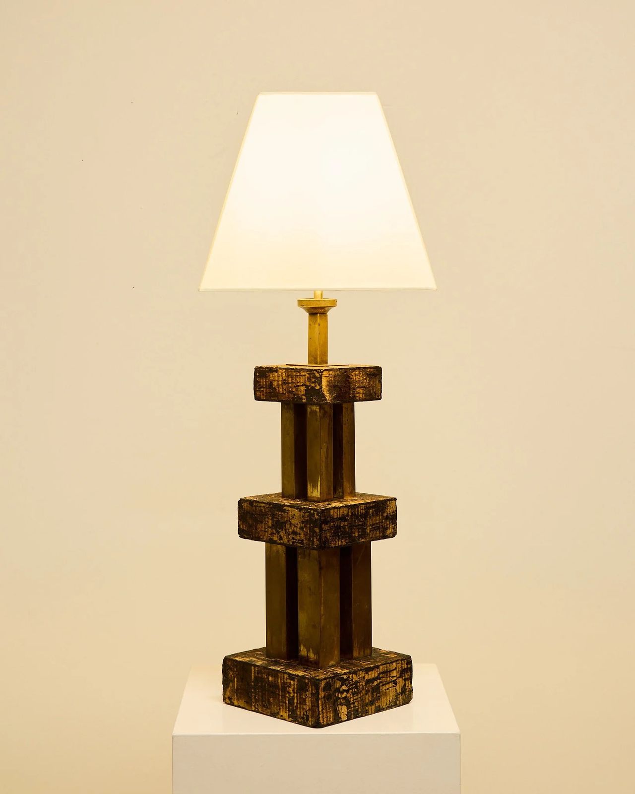 Kurk/messing lamp, jaren 1940 photo 475.0