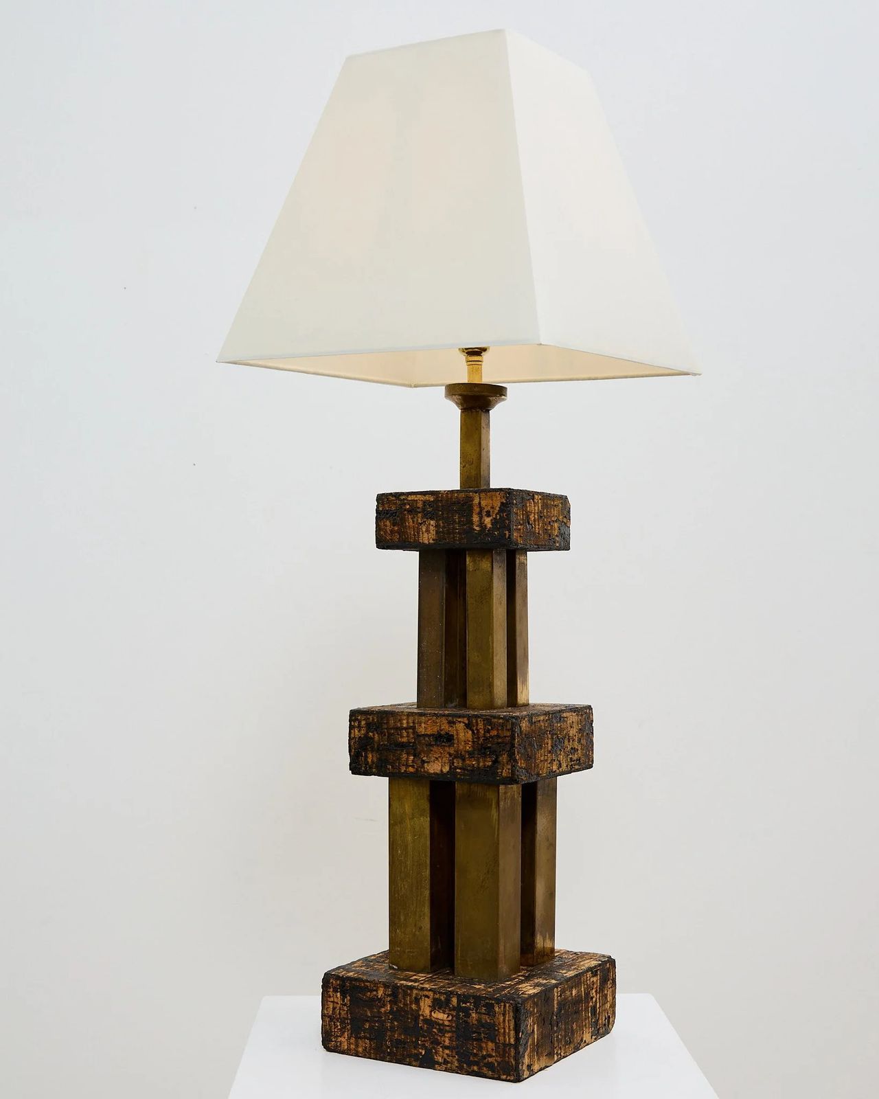 Kurk/messing lamp, jaren 1940 photo vinterior