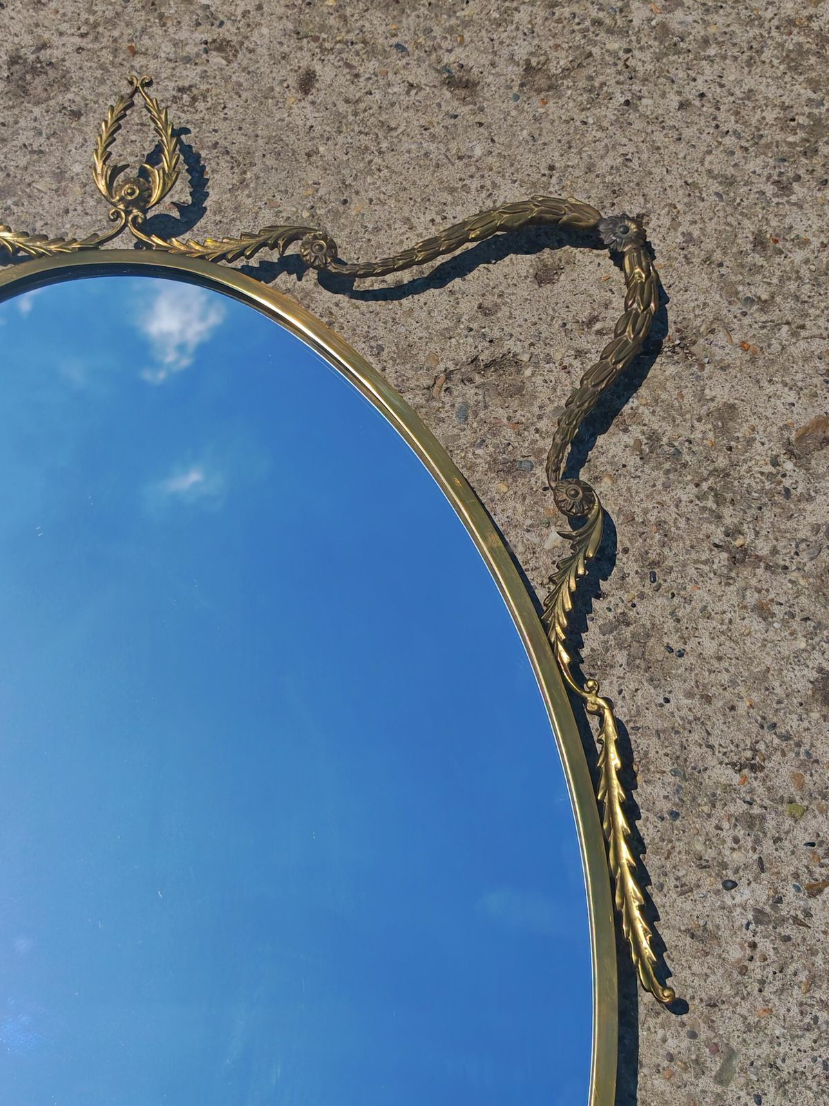 Lavish Hollywood Regency Mirror In Brass, Italy 1940s photo for sale