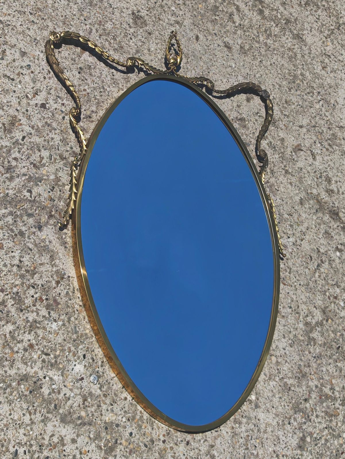 Lavish Hollywood Regency Mirror In Brass, Italy 1940s photo buy