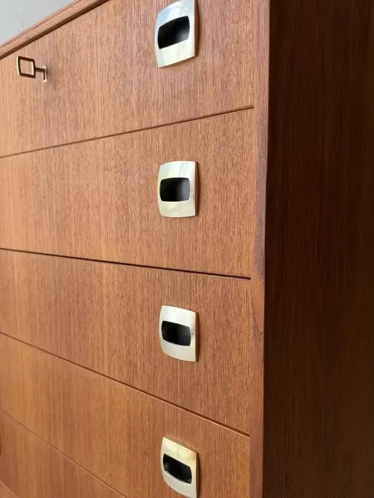 Swedish Mid Century Teak Chest Of Drawers, Five Drawers photo furniture