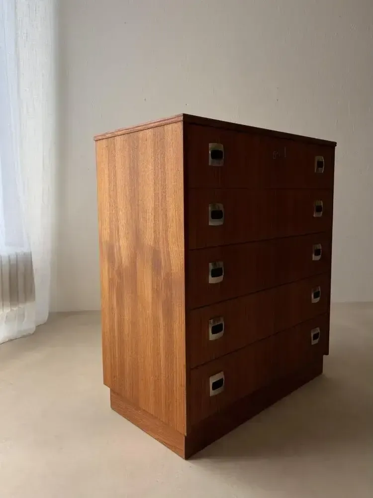 Swedish Mid Century Teak Chest Of Drawers, Five Drawers photo buy