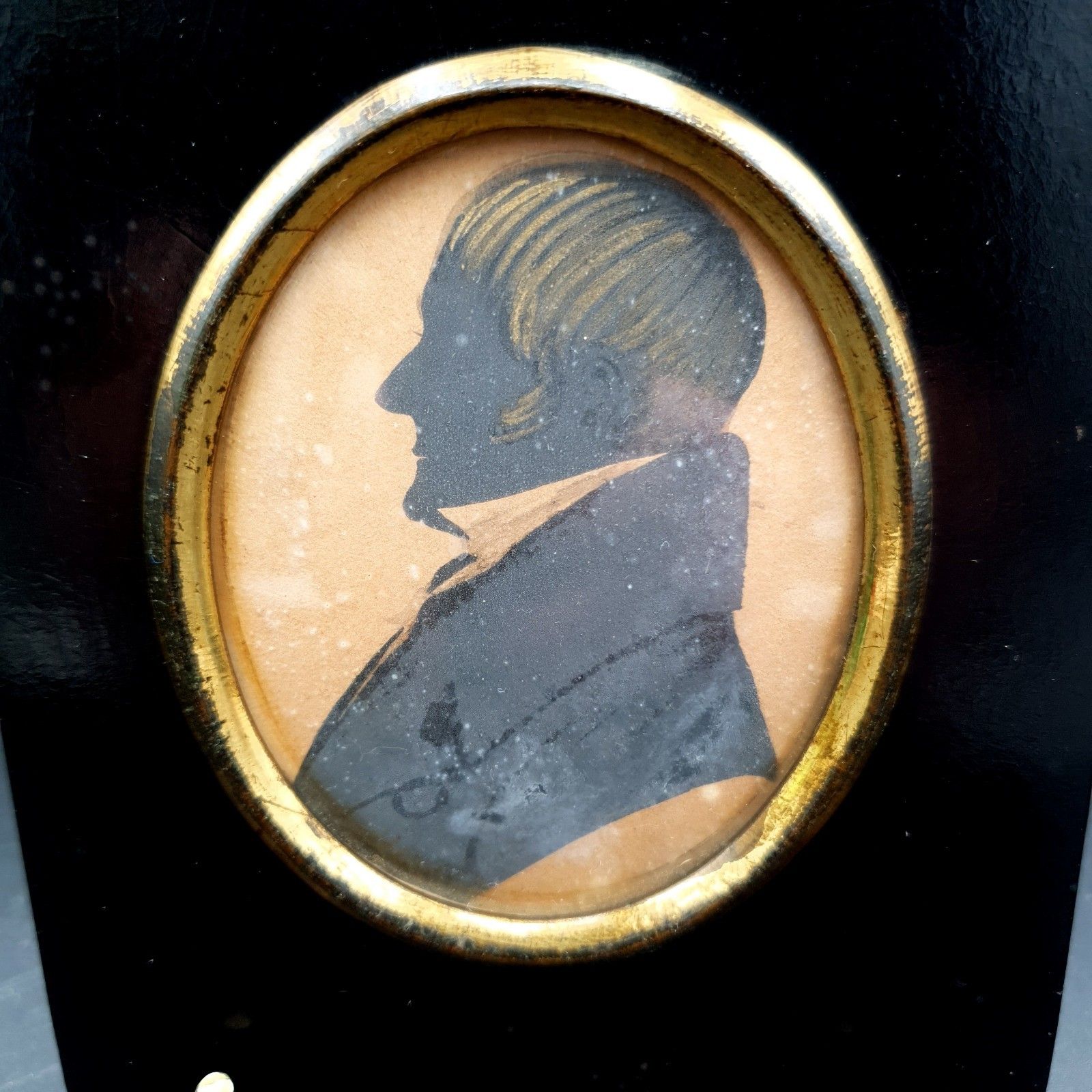 Antiek profielportret, inkt silhouet, heer, Regency, 19e eeuw photo for sale