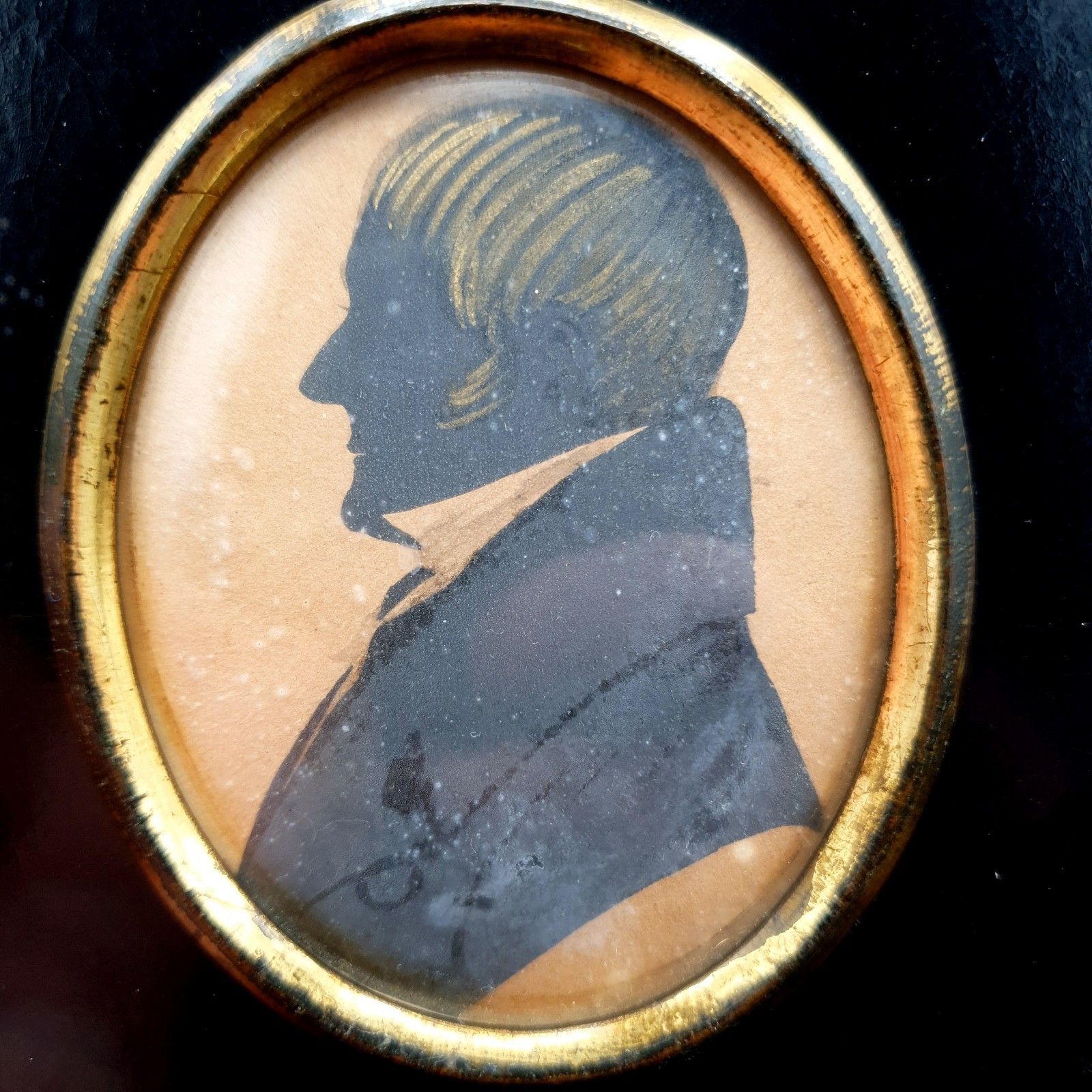 Antique Profile Portrait Ink Profile Silhouette Gentlemen Regency 19th Century photo buy