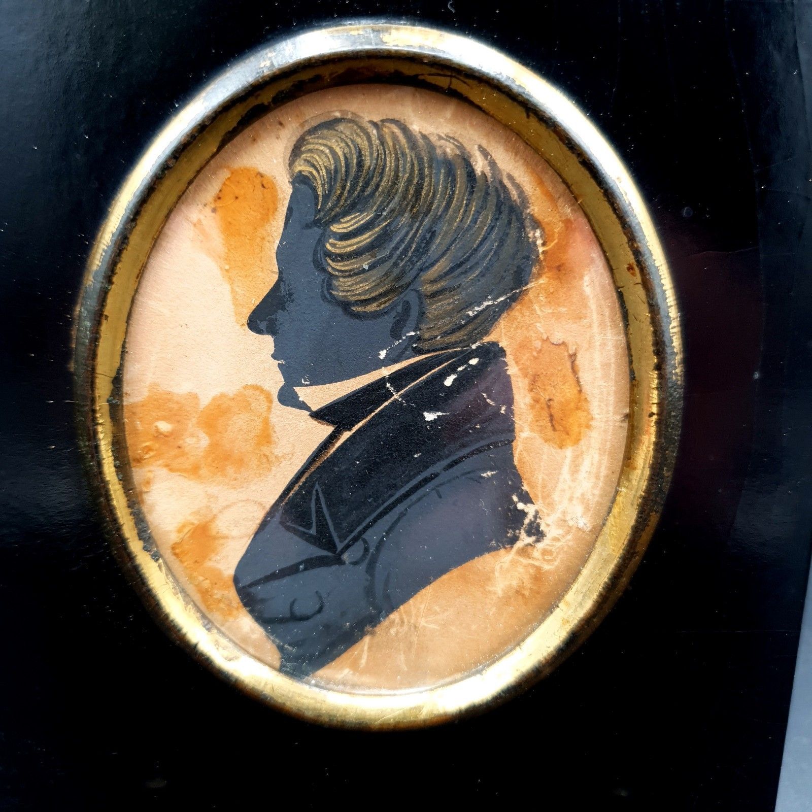 Antiek 19e Eeuw Profielportret Inkt Silhouet Heer Regency photo for sale