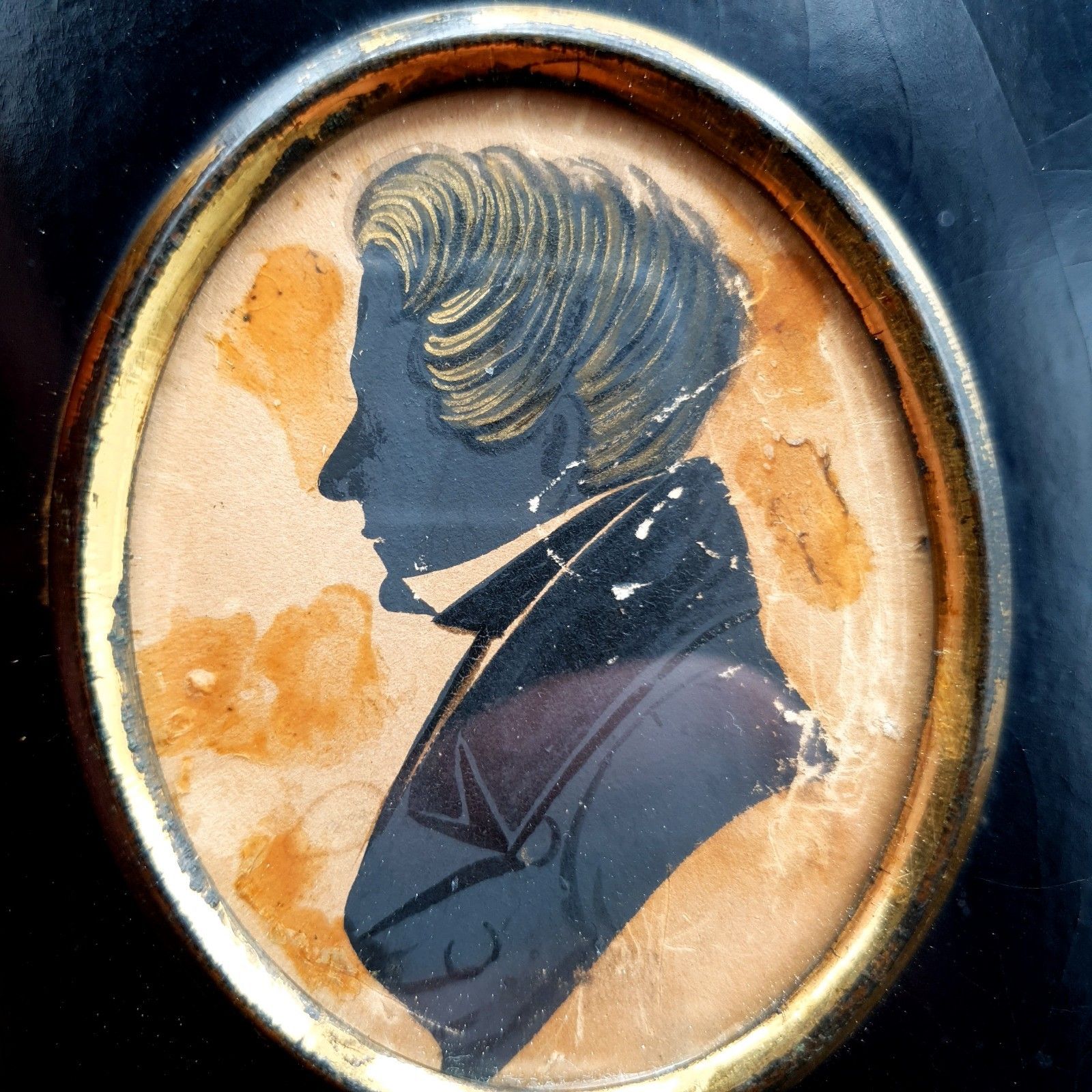 Antiek 19e Eeuw Profielportret Inkt Silhouet Heer Regency photo buy