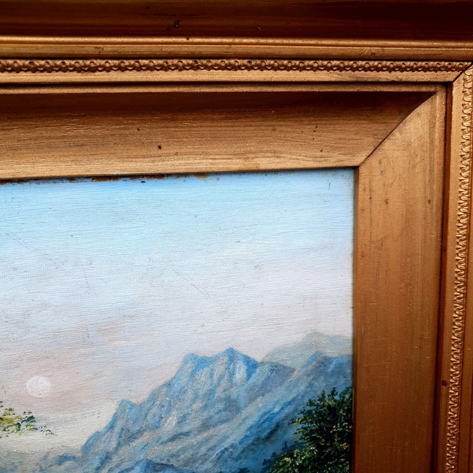 Victorian Oil On Canvas Mountain Lake Landscape Attributed W. B. Charles C.1880 photo 295.0