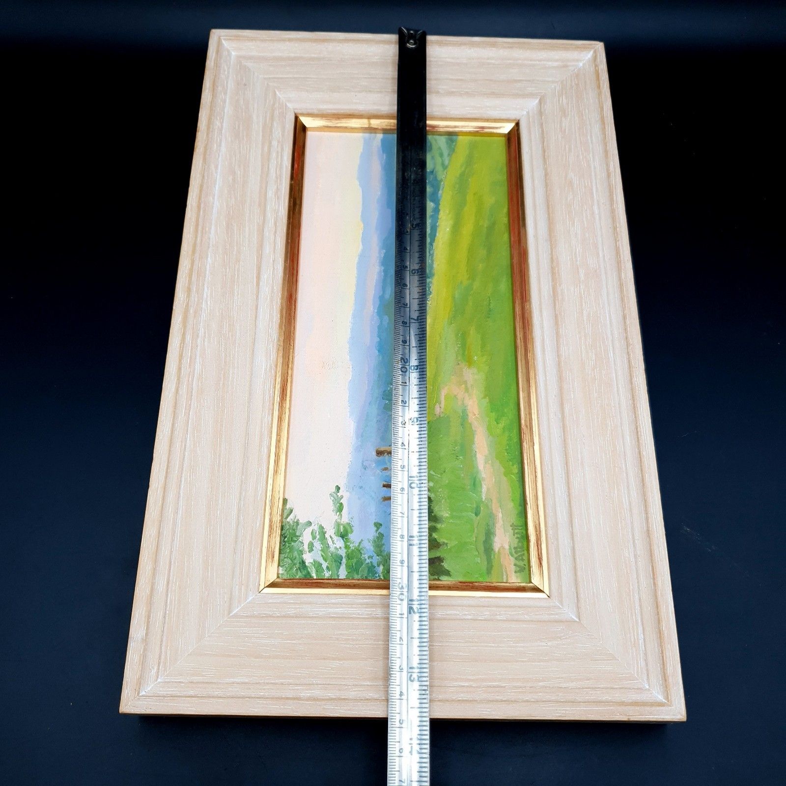 photo buy Virginia Albutt Gesigneerd Olieverf Op Board Magog Down Sunset L35,5xH21,4cm Ingelijst