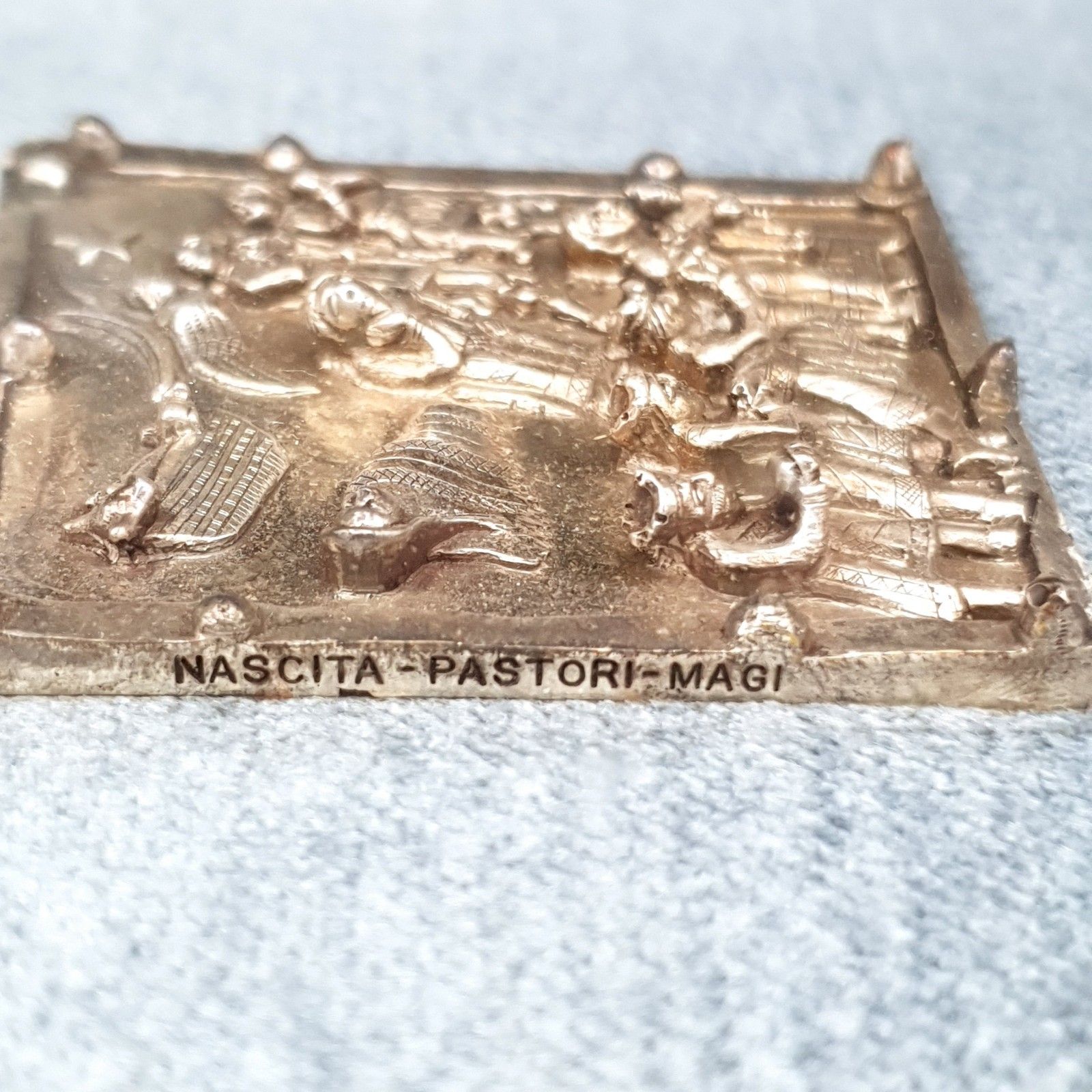 Fidia Gallery 925 Zilveren Plaquette Vlucht naar Egypte Italië Zeldzaam 24.5cm Vierkant Ca. 1990s photo vinterior