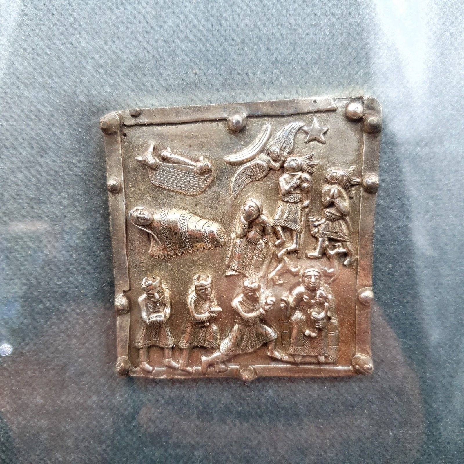 photo for sale Fidia Gallery 925 Zilveren Plaquette Vlucht naar Egypte Italië Zeldzaam 24.5cm Vierkant Ca. 1990s