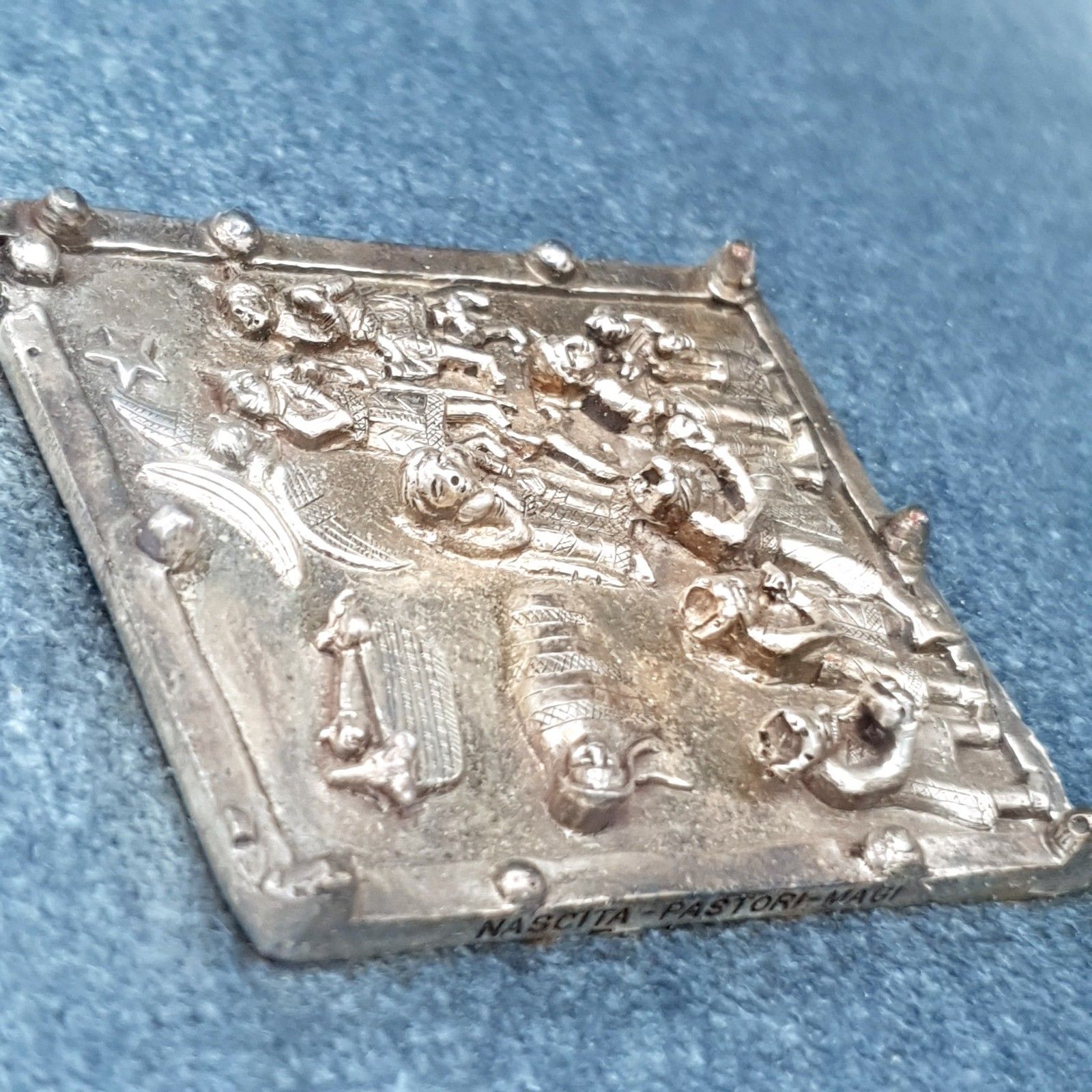 photo vinterior Fidia Gallery 925 Zilveren Plaquette Vlucht naar Egypte Italië Zeldzaam 24.5cm Vierkant Ca. 1990s