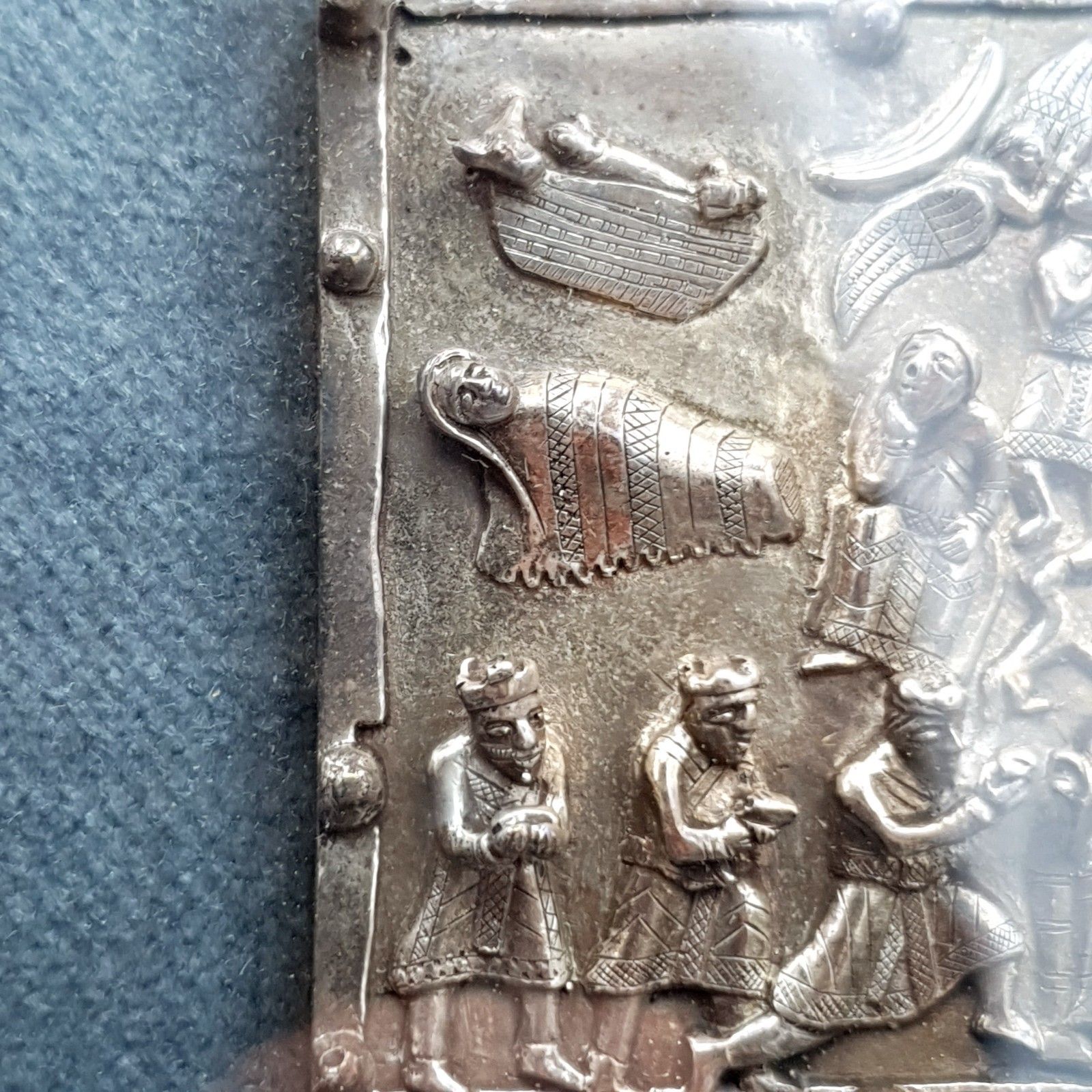 photo buy Fidia Gallery 925 Zilveren Plaquette Vlucht naar Egypte Italië Zeldzaam 24.5cm Vierkant Ca. 1990s