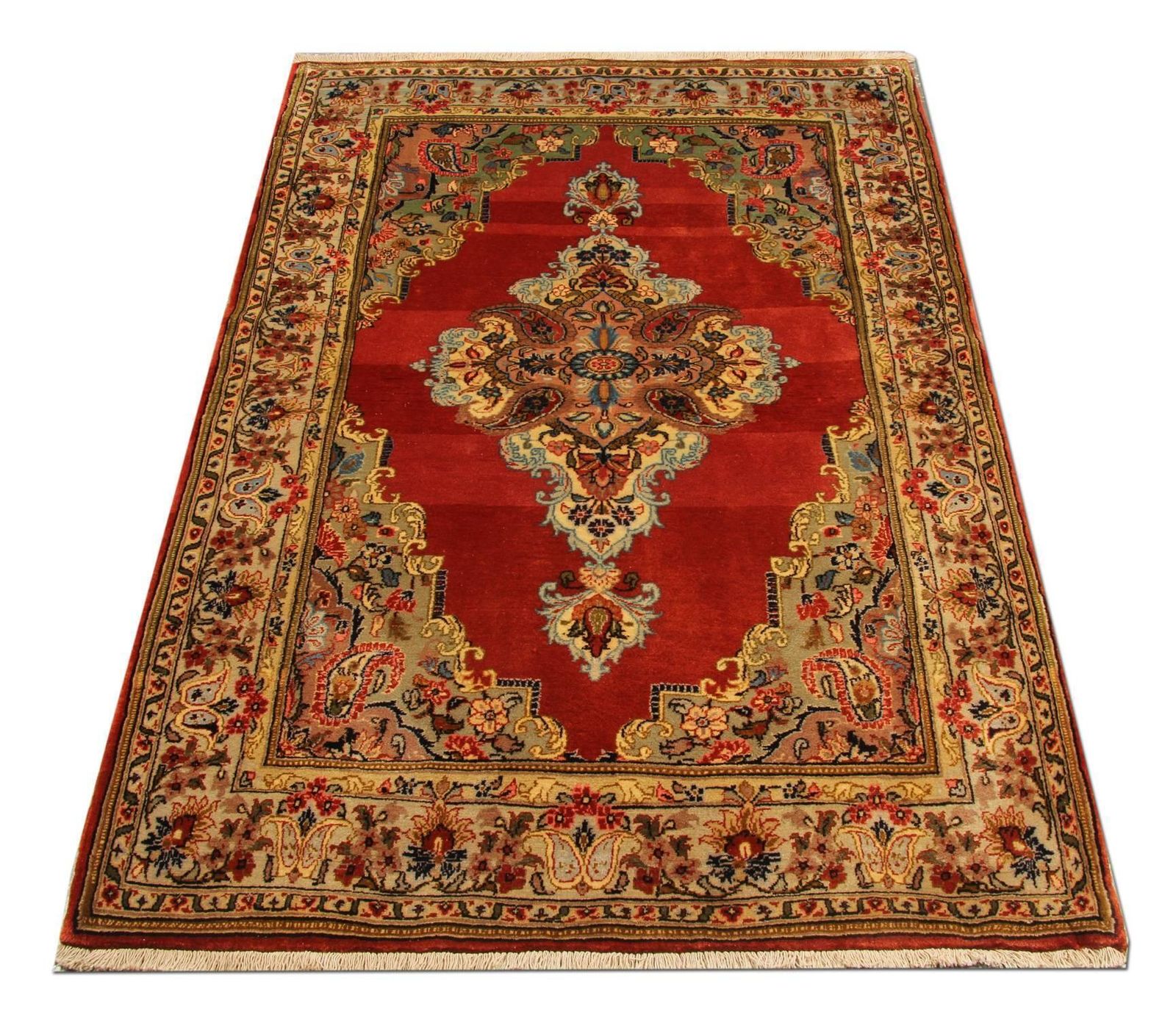 Antiek tapijt handgemaakt vloerkleed rood tapijt medaillon vloerkleed photo furniture