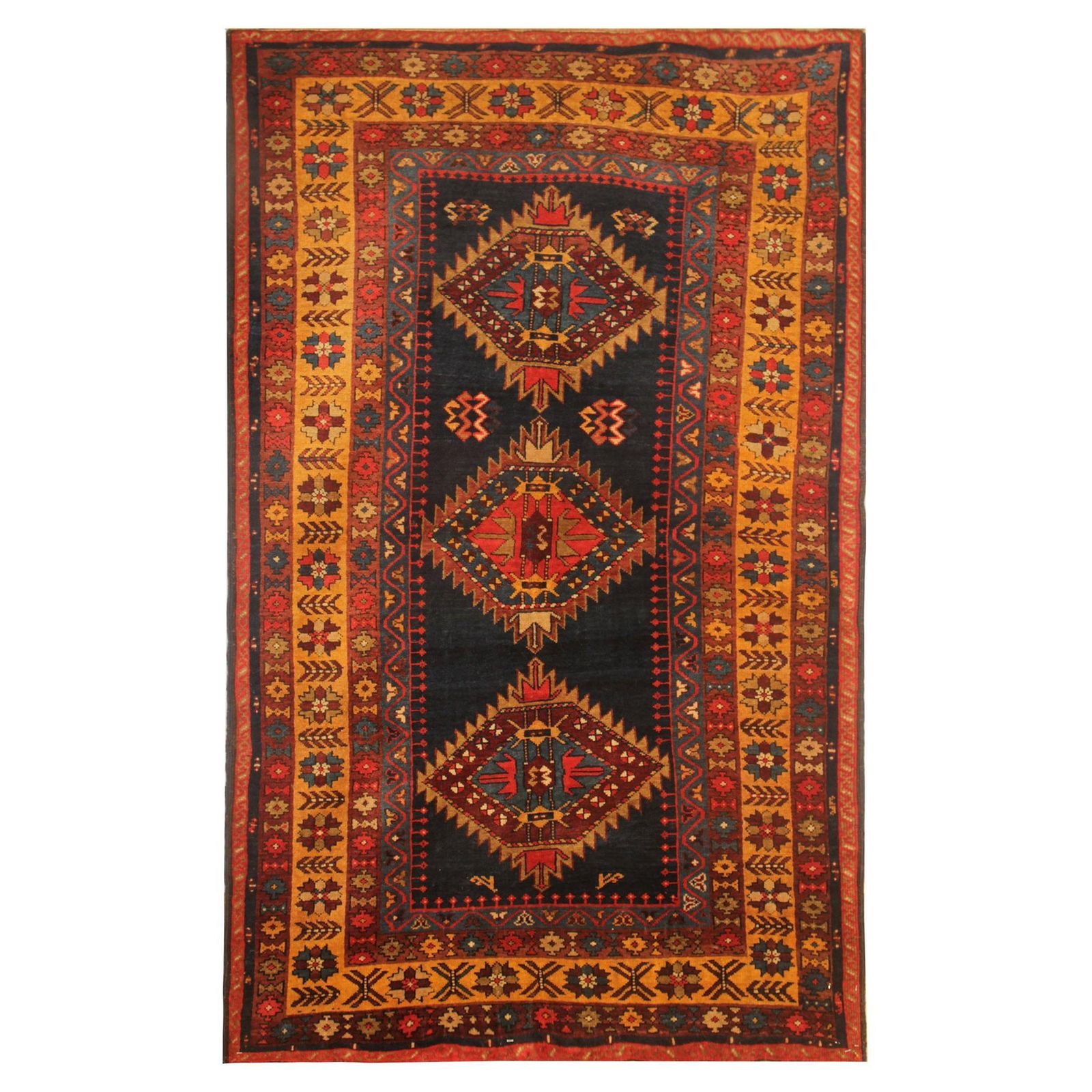 Rare Antique Rug Caucasian Oriental Rug Handmade Carpet From Kazak Area