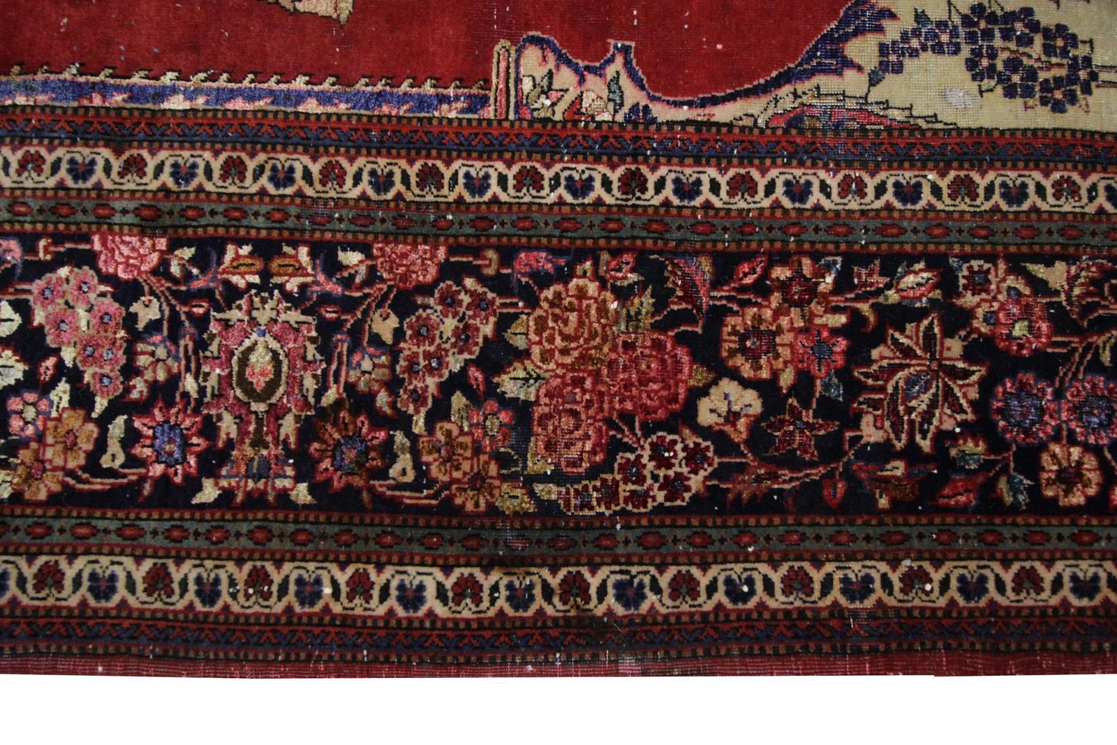 Textiles Tapis oriental vintage fait main, arbre de vie, rouge, pour salon photo