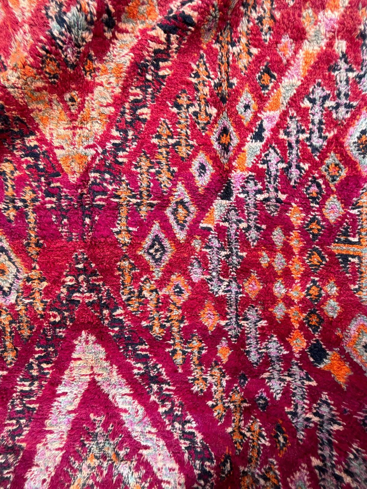 Textiles Authentic Moroccan Vintage Boujad Berber Wool Rug 210x370 Cm  Handwoven Geometric Boho Area Carpet   Tribal Wool Rug , Moroccan Color Rug photo