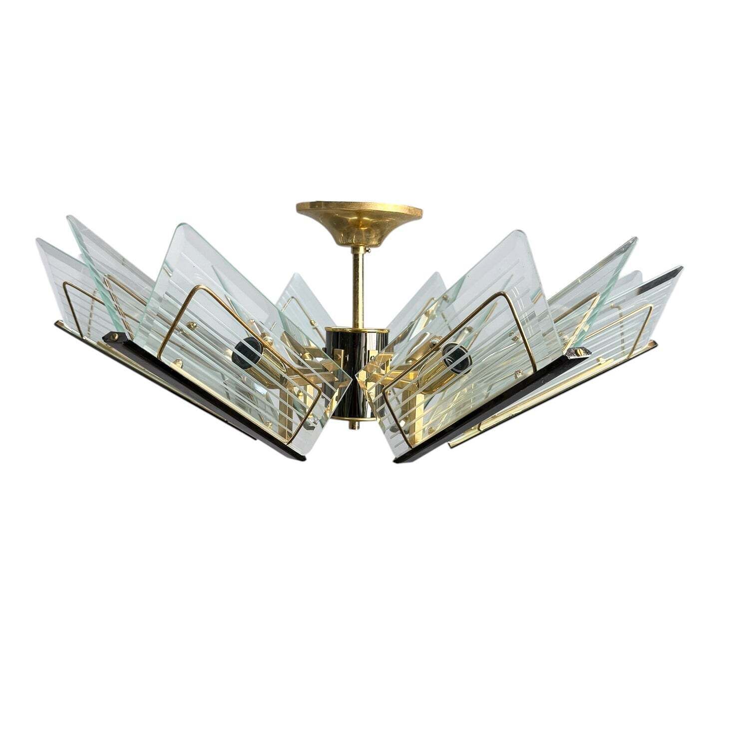 photo furniture Vintage Messing & Gegraveerd Glas Hanglamp van Massive