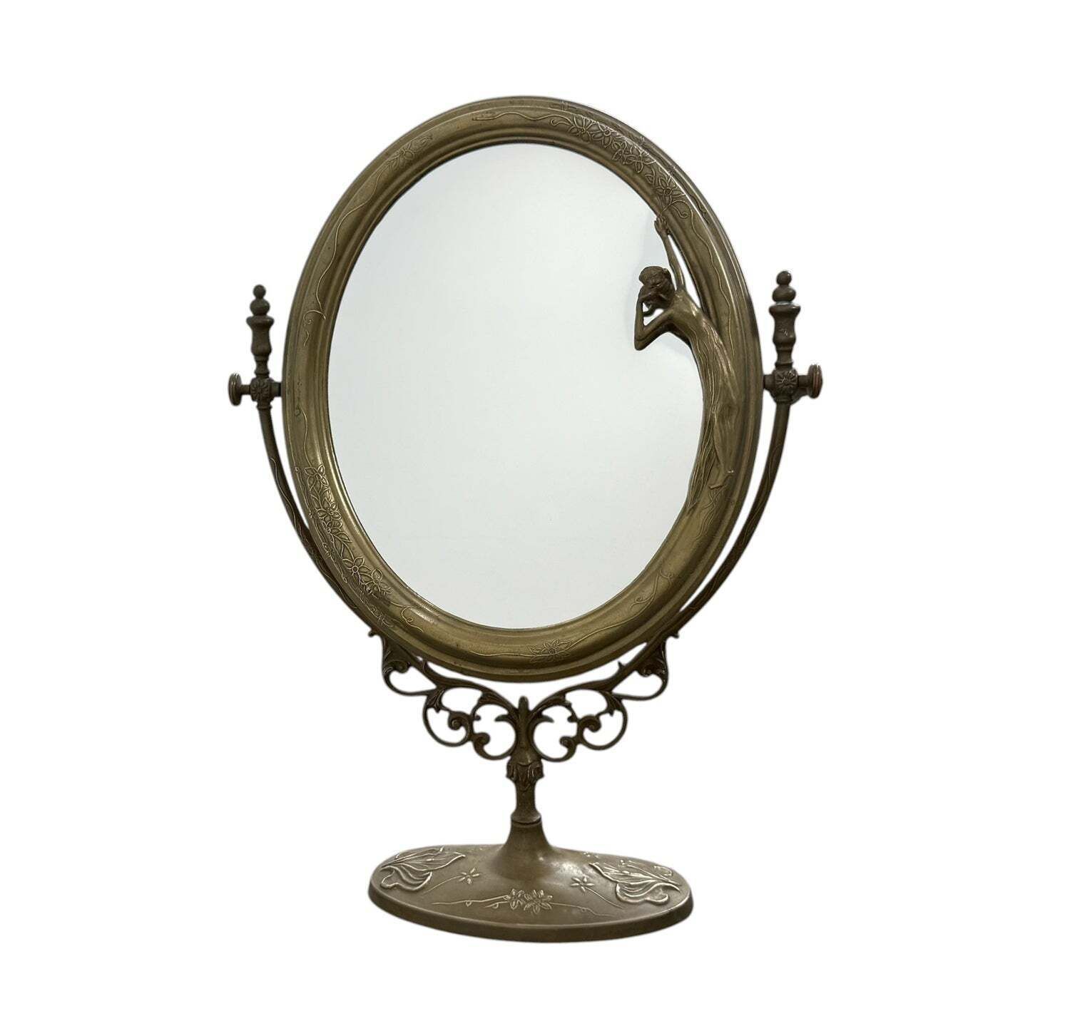 Tafelspiegel in Art Nouveau-stijl met vrouwenfiguur photo vinterior