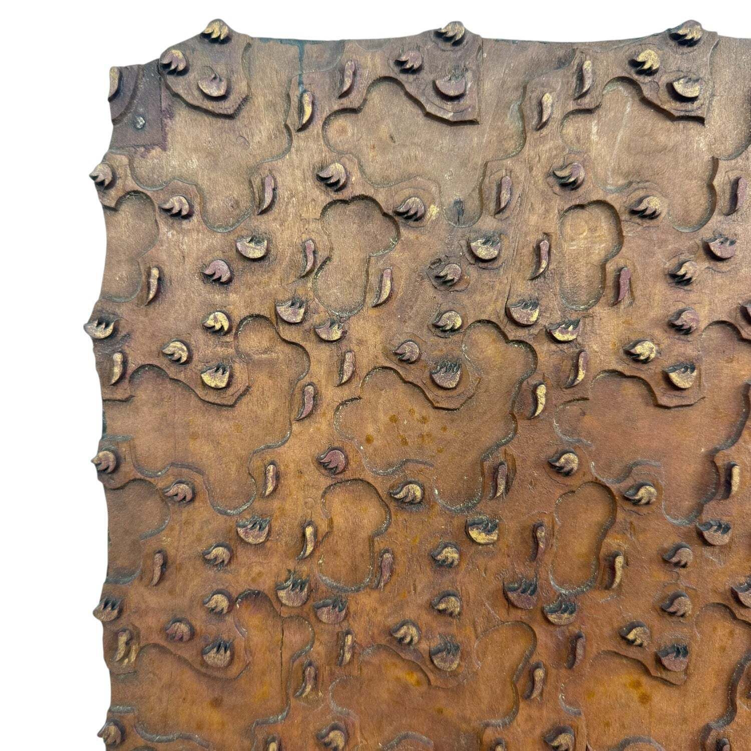 Groot antiek handgesneden houten textielstempelblok photo for sale