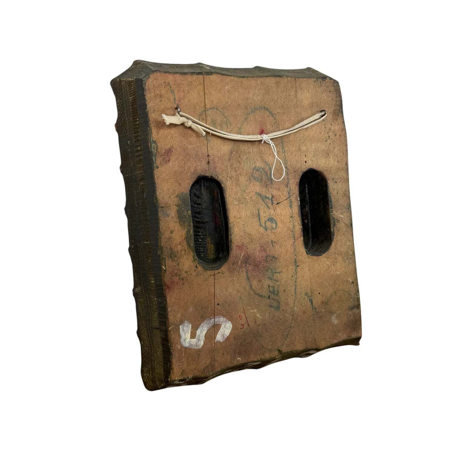 Groot antiek handgesneden houten textielstempelblok photo Kunst