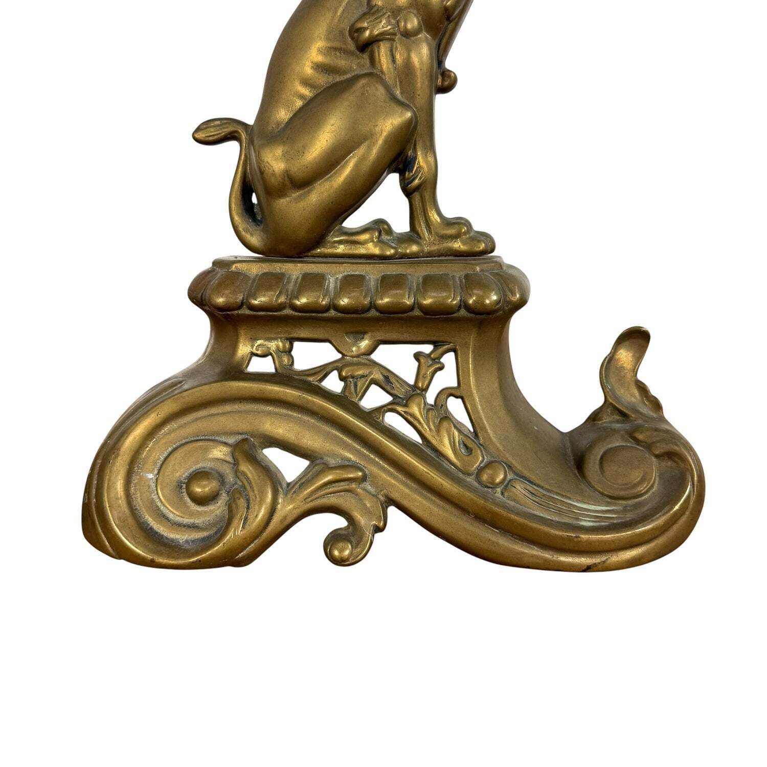 Paar antieke Art Nouveau haardbokkken in messing met griffioenen photo Kunst