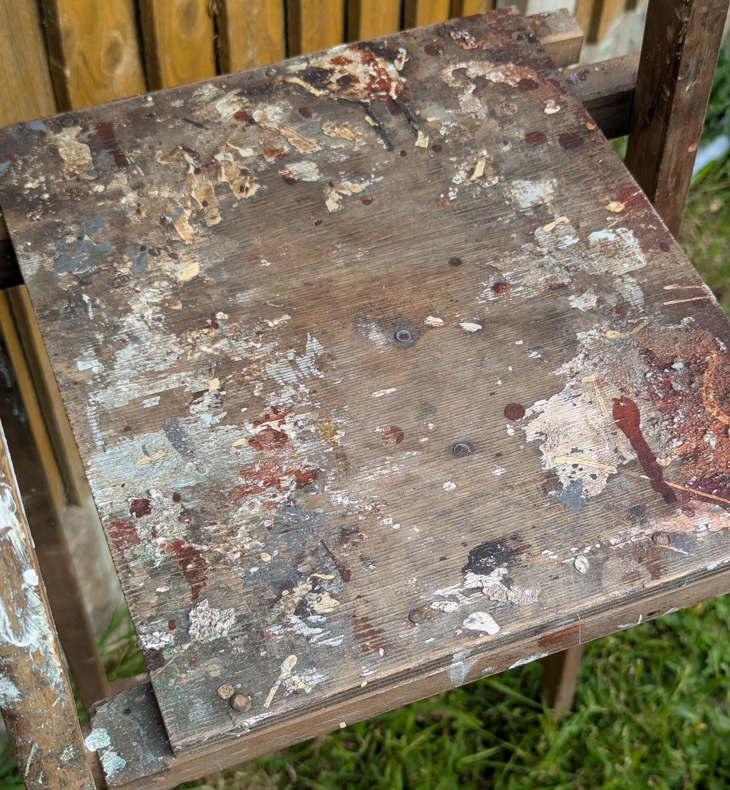 Rustic Vintage Step Ladders, A Frame, Paint Splatter photo vinterior