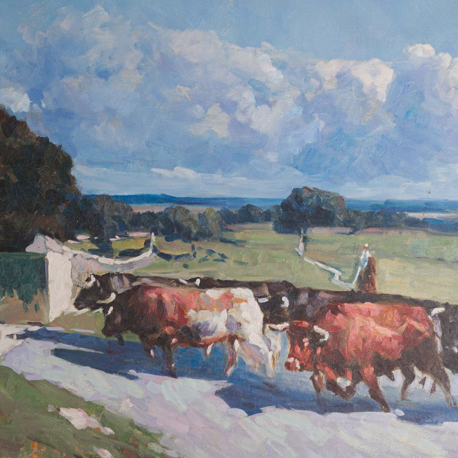 Cattle Drive Beneath A Southern Sky   Oil On Canvas photo furniture
