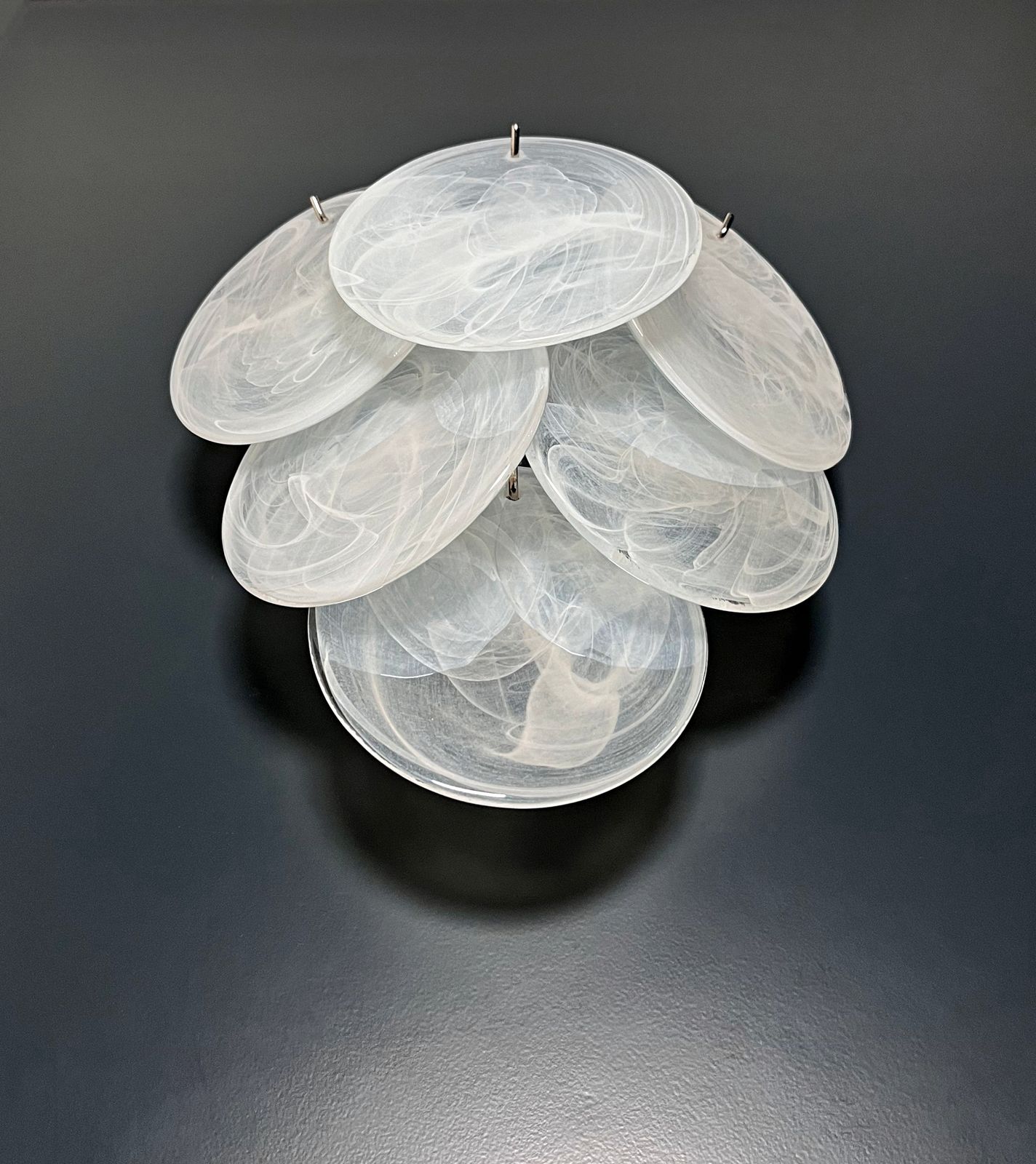 Pair Of Glass Wall Sconces   6 Alabaster White Disks photo vinterior