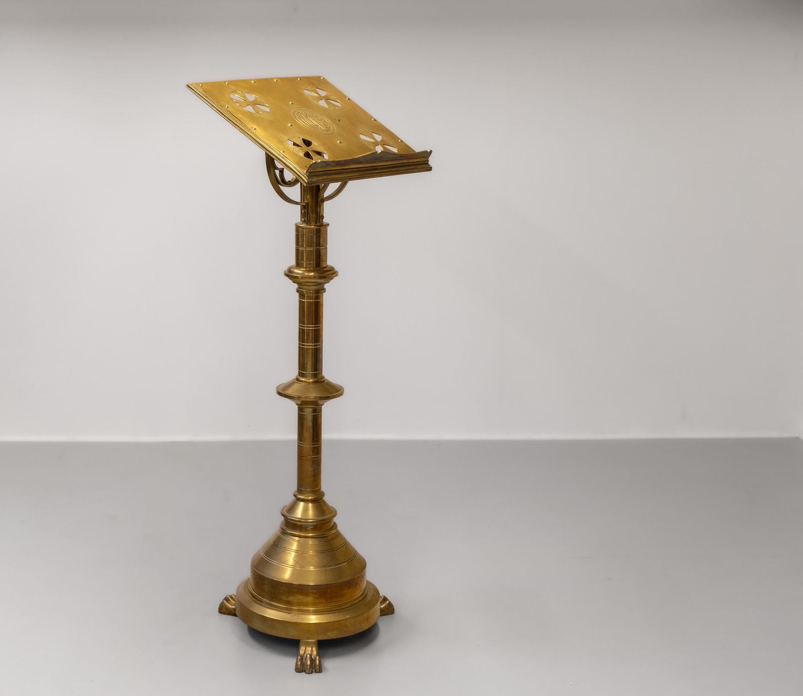 Late Victorian Brass Standing Church Gothic Lectern photo furniture