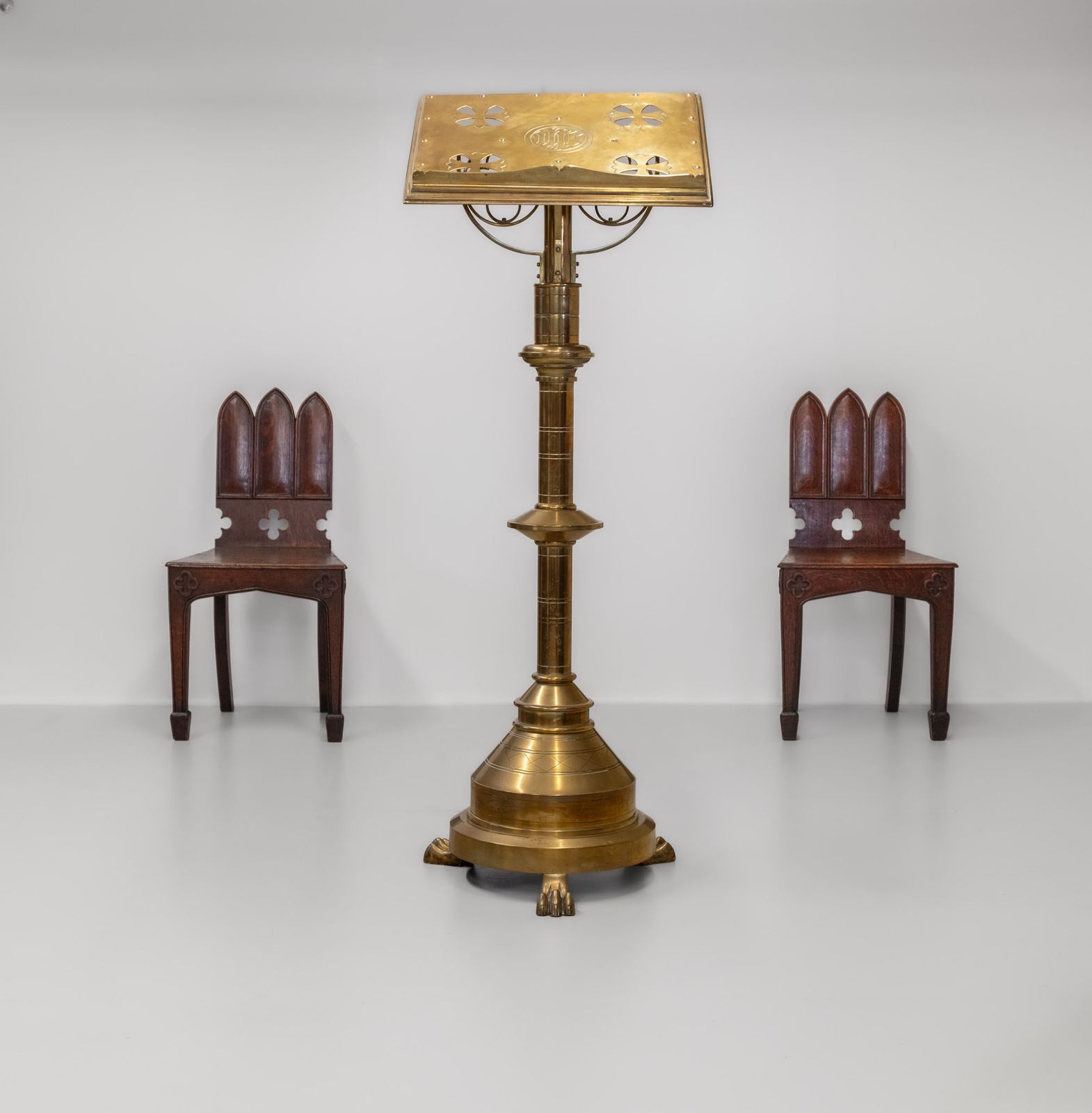 Late Victorian Brass Standing Church Gothic Lectern photo 2275.0