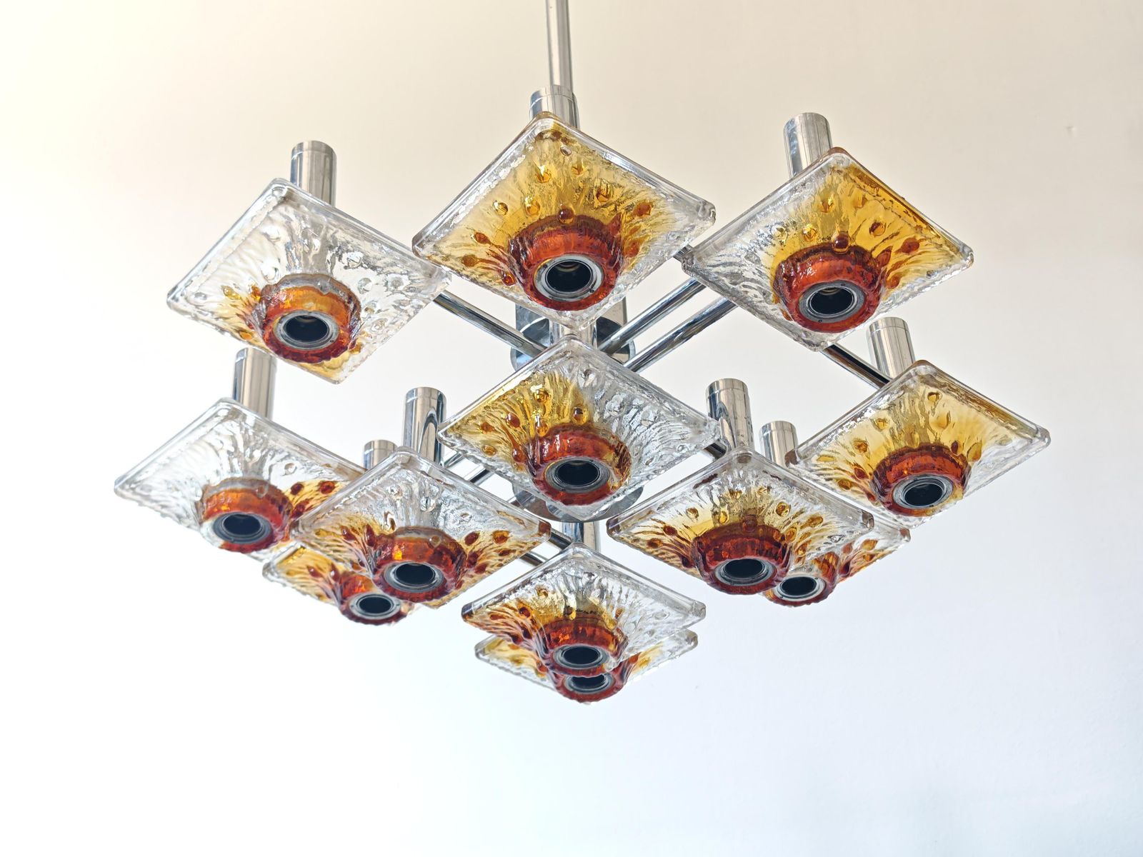 12-Lichts Kroonluchter In Getextureerd Muranoglas Van Carlo Nason Voor Av Mazzega photo for sale