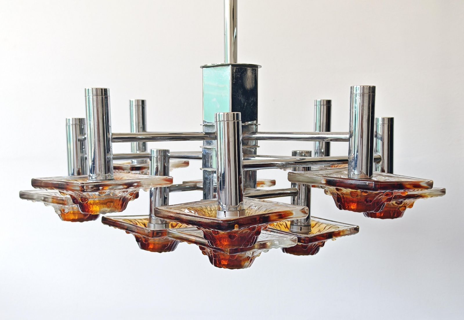 photo vinterior 12-Lichts Kroonluchter In Getextureerd Muranoglas Van Carlo Nason Voor Av Mazzega