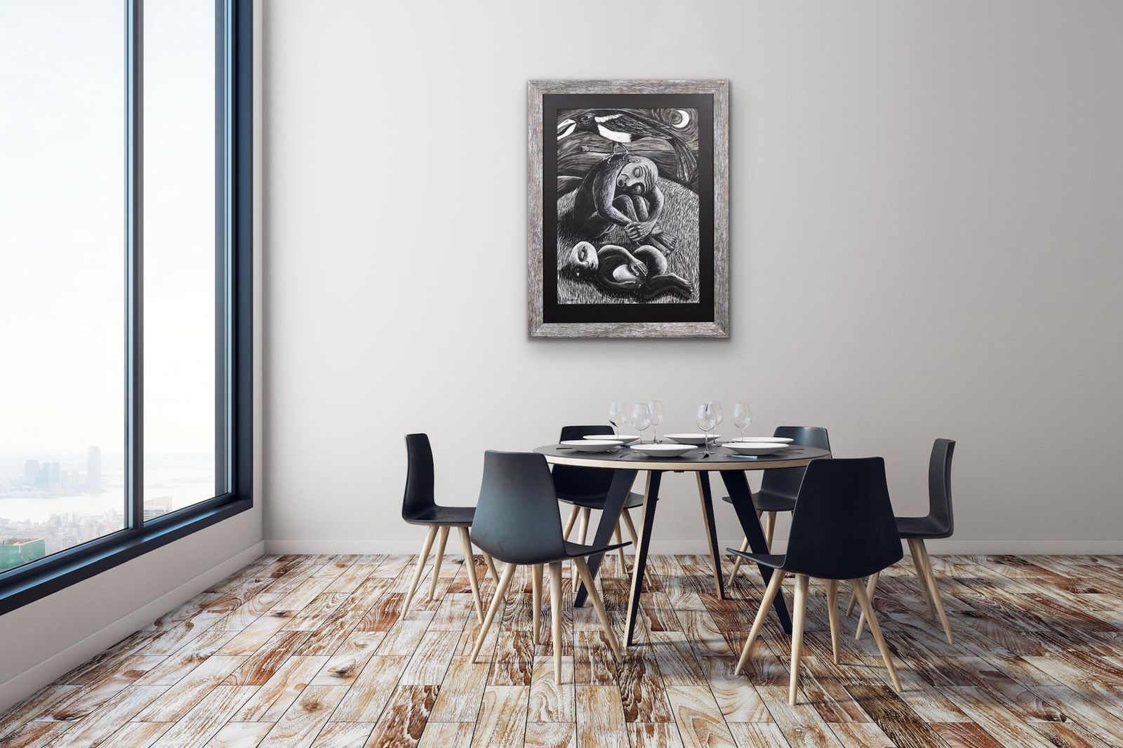 The Thief. Framed Late 20th Century Pastel Artwork By Welsh Artist Julian Ruddock B.1965. Symbolist & Expressionist Artistic Styles. photo 2495.0