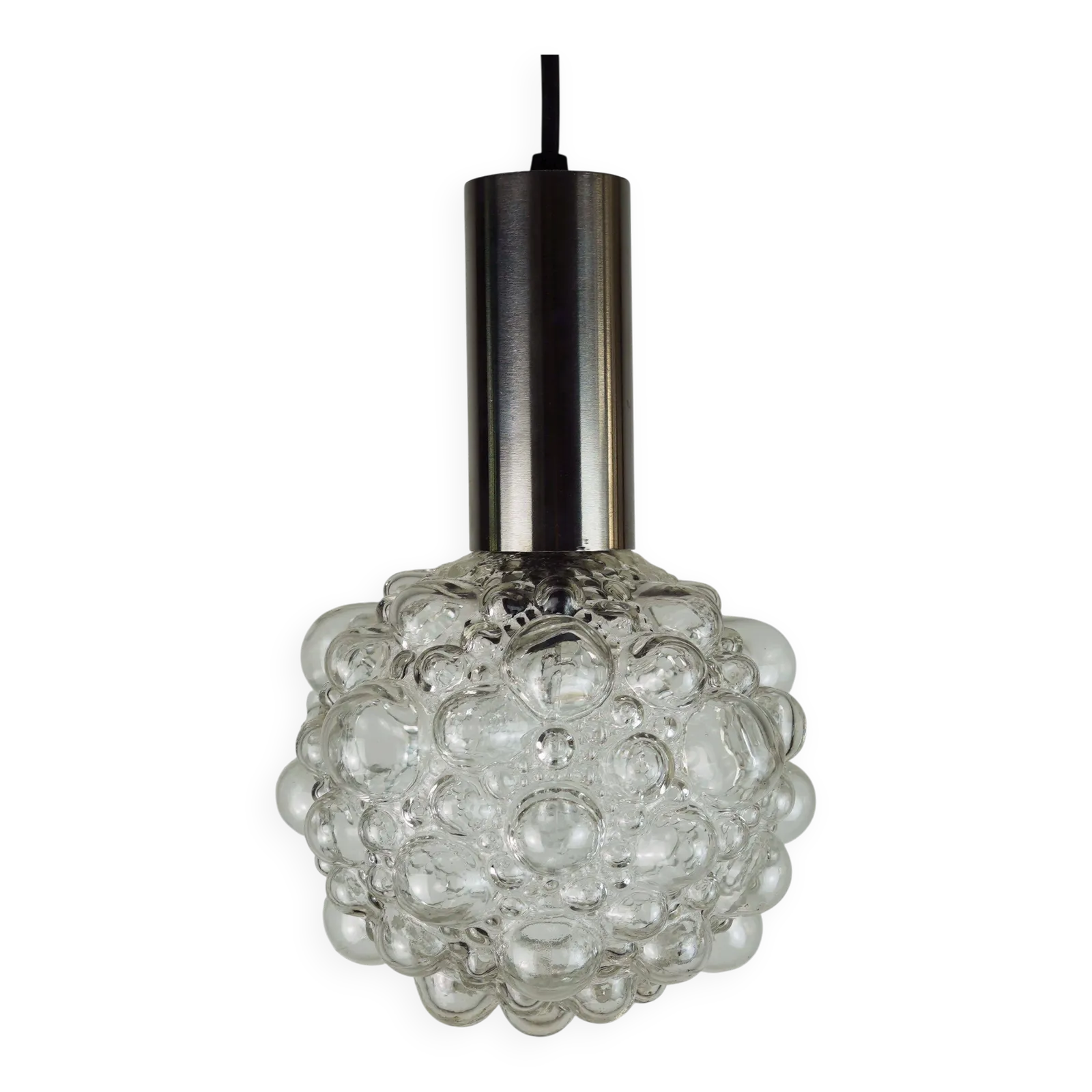 Petite suspension mid-century à bulle en verre transparent   2 disponibles