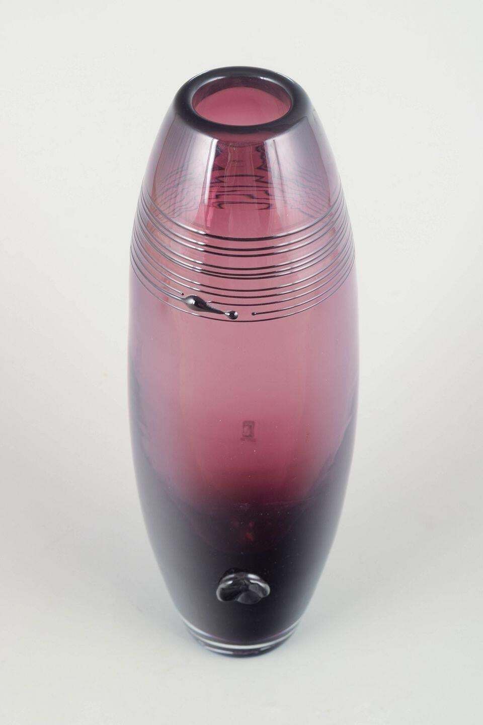 Helén Tapper For Johansfors. Large Art Glass Vase In Deep Amethyst Colour. photo furniture