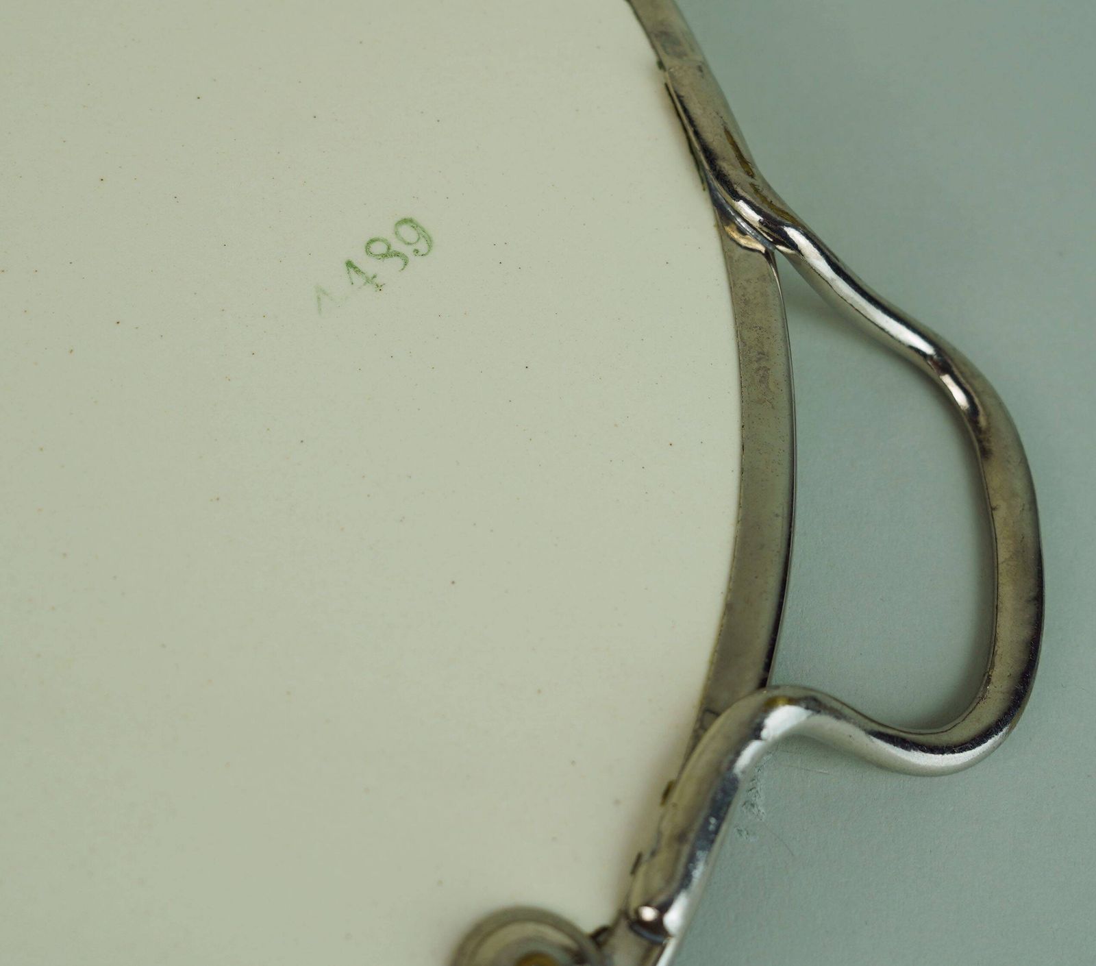 Art Deco Plum Decorated Ceramic And Metal Cake Stand photo Home Decor