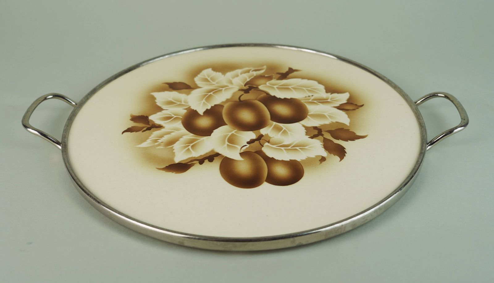 Art Deco Plum Decorated Ceramic And Metal Cake Stand photo buy