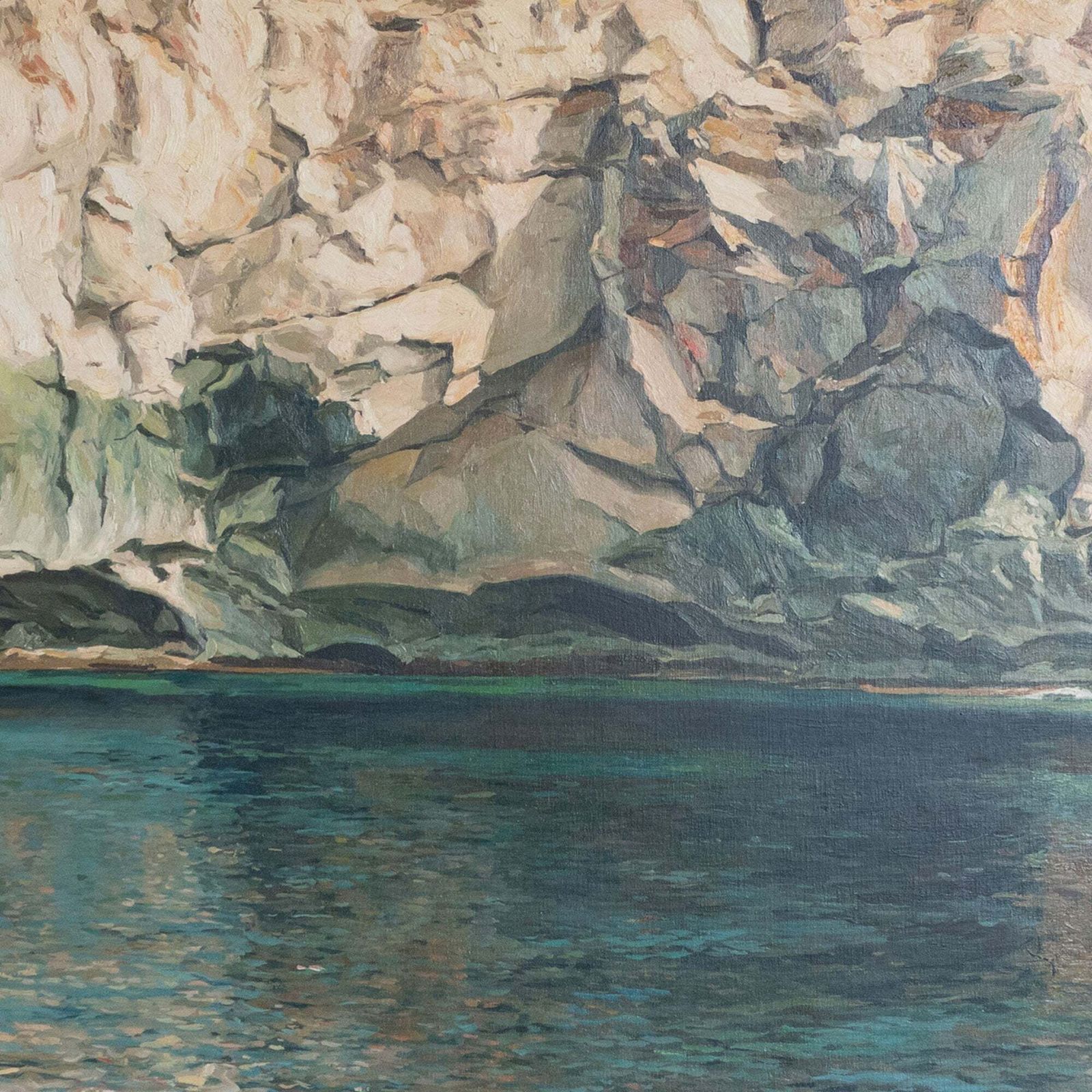 Rocky Coastline & Shimmering Water – Ferran Martí, Oil On Canvas photo 1870.0