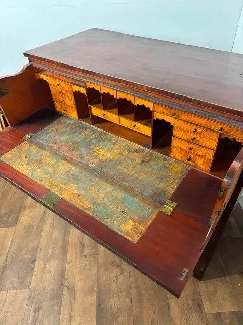 Victorian Mahogany Inlaid Secretaire Chest Of Drawers photo 489.0