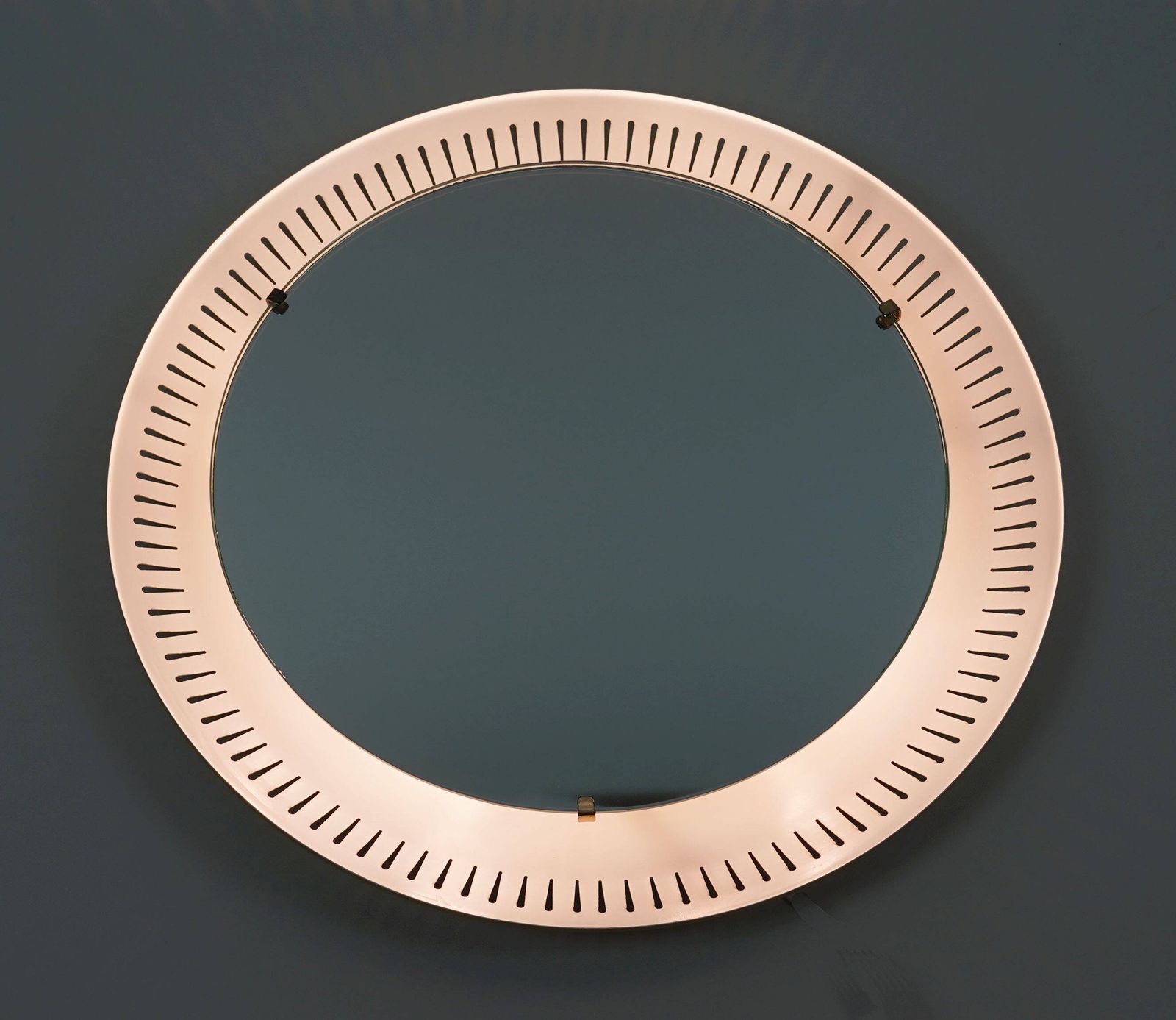 Pagina 1 van 16 Ronde Mid-Century Modern verlichte wandspiegel met metalen frame, ca. jaren 1950 photo 470.0
