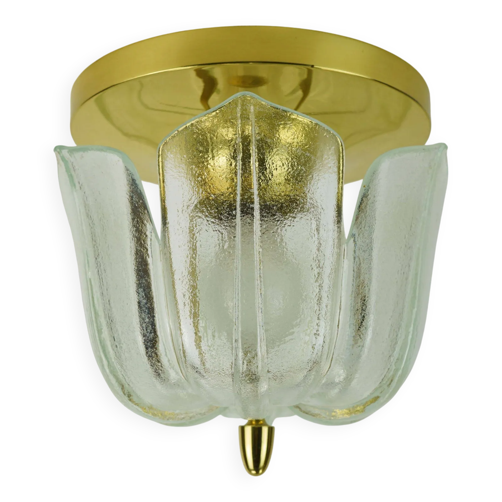Limburg Flush Mount Model A475 3031 Flower Shaped Glass Shade And Brass 70s