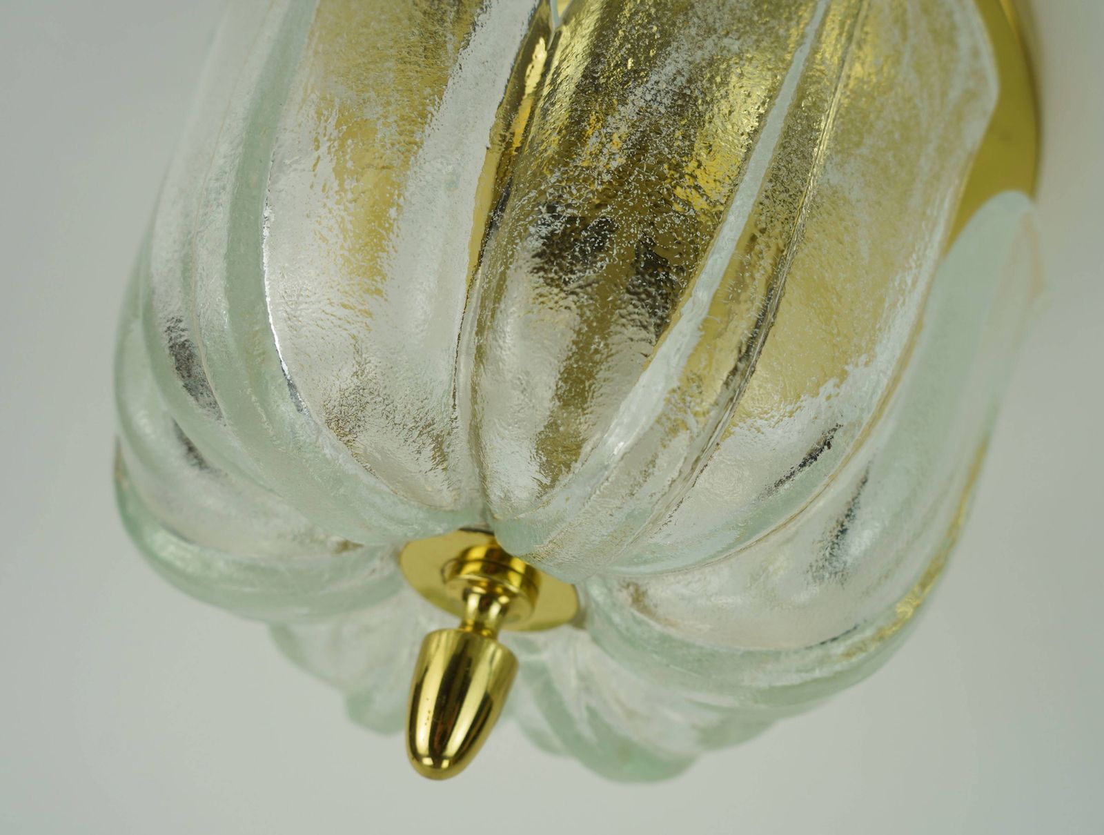 Limburg Flush Mount Model A475 3031 Flower Shaped Glass Shade And Brass 70s photo vinterior
