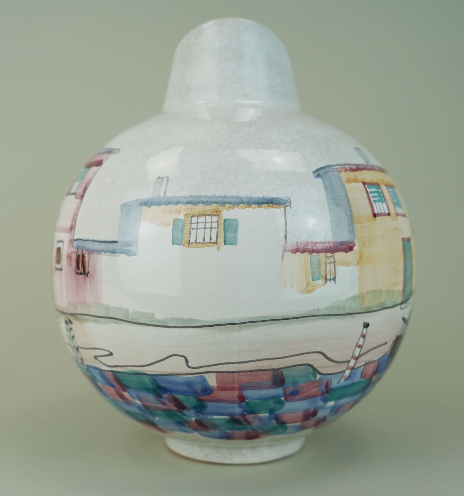 Very Beautiful Mid Century Vase By Jawe Hand Painted Decor 'Capri' 1950s photo 128.0