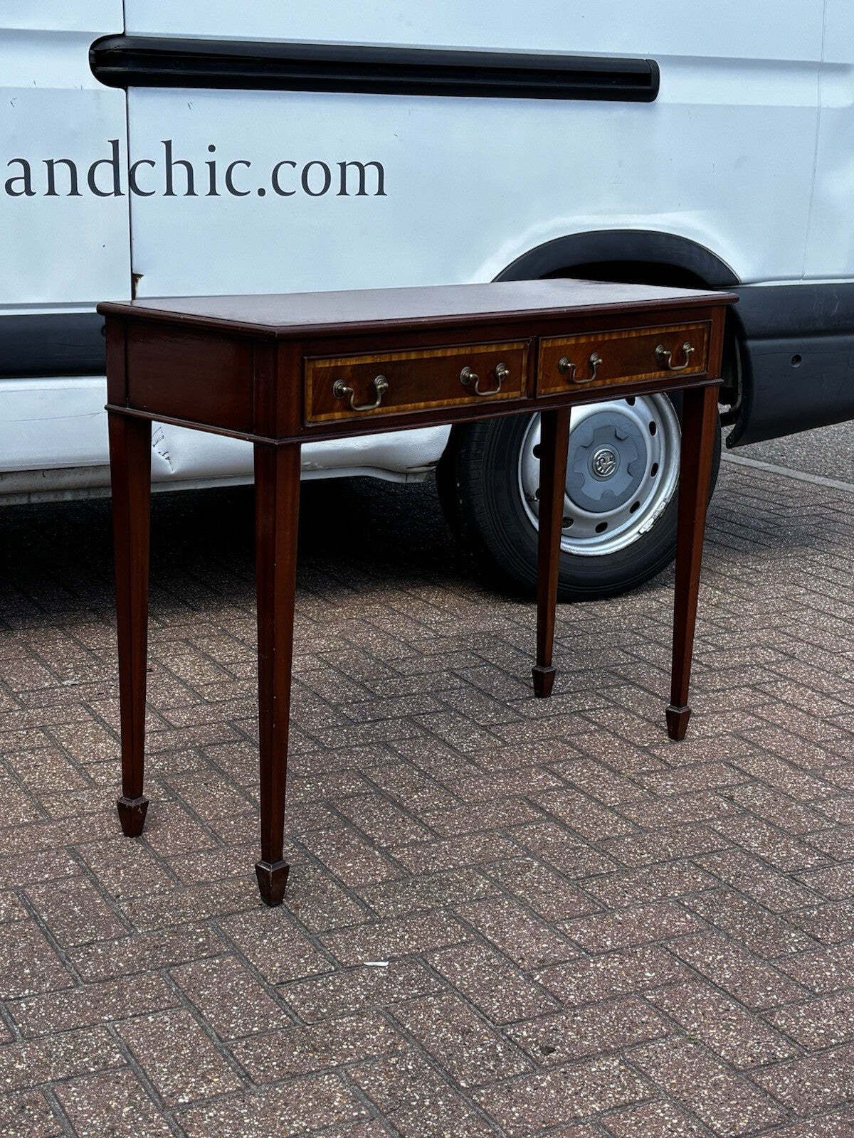 Console Table, Inlaid Mahogany With 2 Drawers. photo 638.0