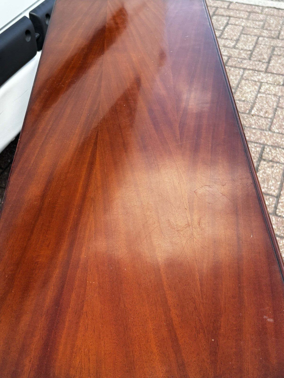 Console Table, Inlaid Mahogany With 2 Drawers. photo buy