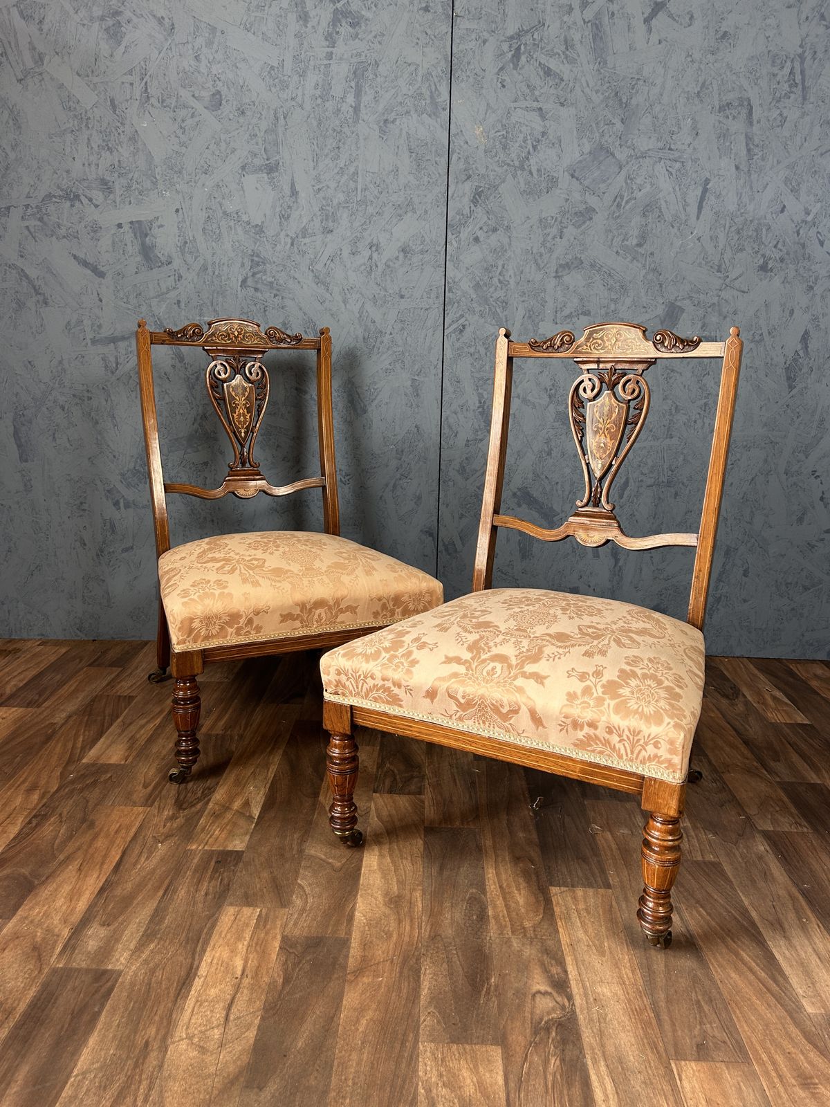 Stunning Pair Of Ewardian Rosewood Nursing Slipper Chairs photo furniture