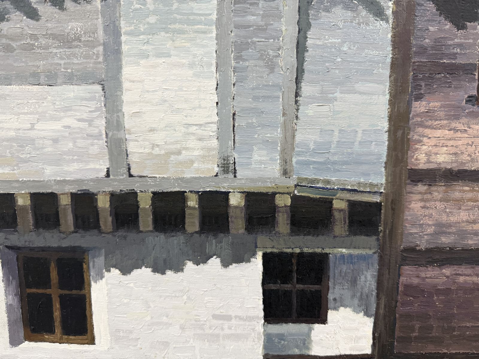 Josep Maria Vayreda Canadell, peinture à l'huile, village espagnol, maisons blanches et balcons en bois, années 1990 photo 1200.0