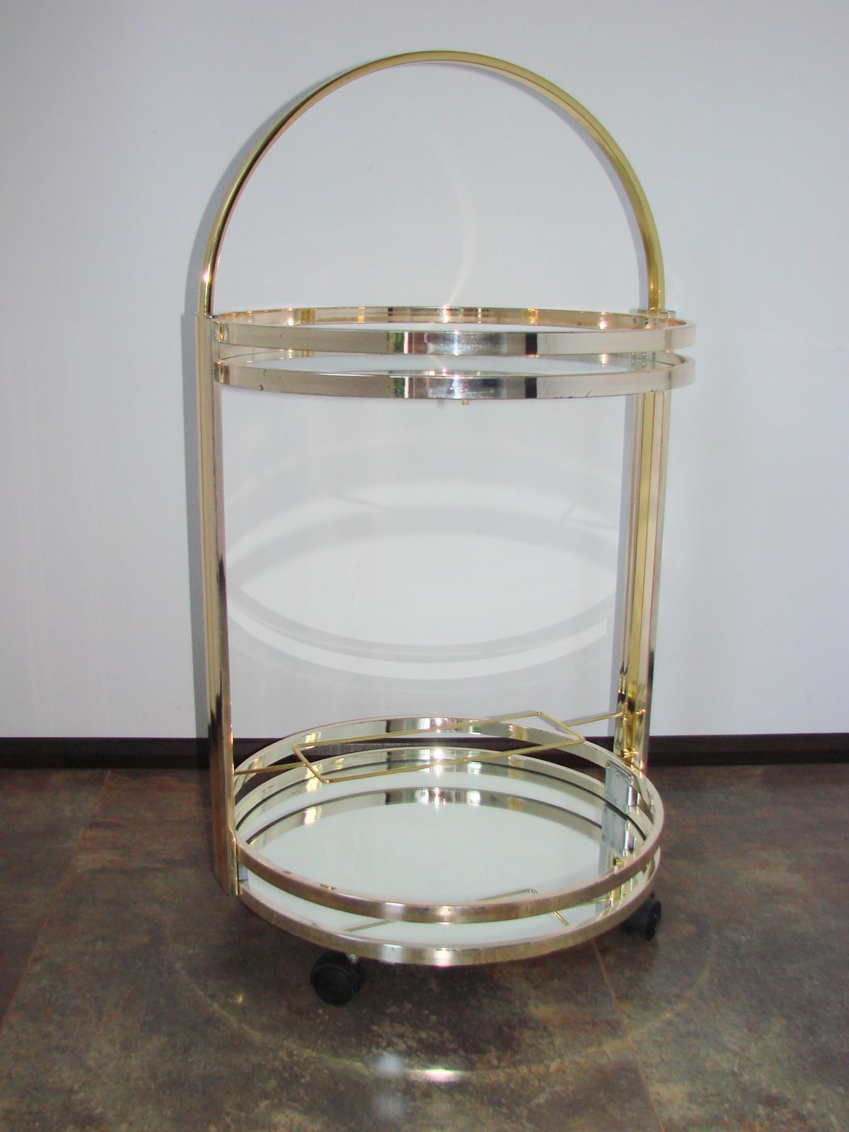 Art Deco rijdend drankentrolley op wielen, jaren 1970 photo vintage