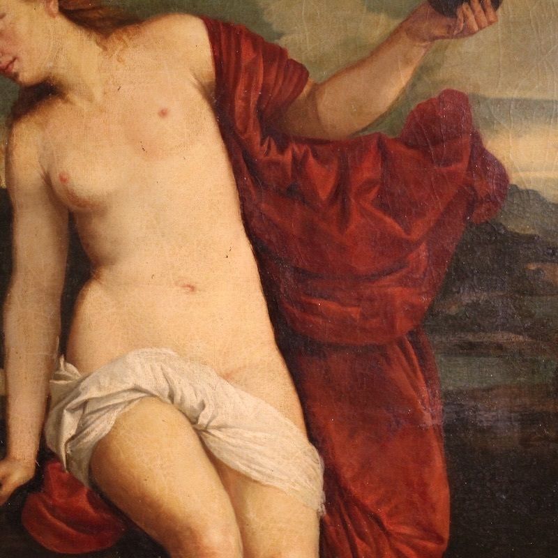 photo vinterior Antique Italian Painting, Sacred Love, From The 19th Century