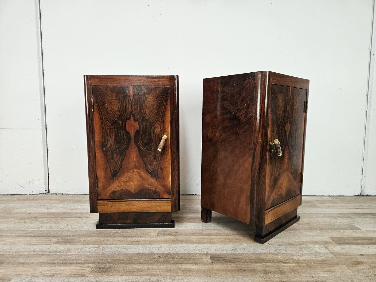 Art Deco Bedside Tables In Walnut Burl With Marble Tops, 1930, Set Of 2 photo furniture